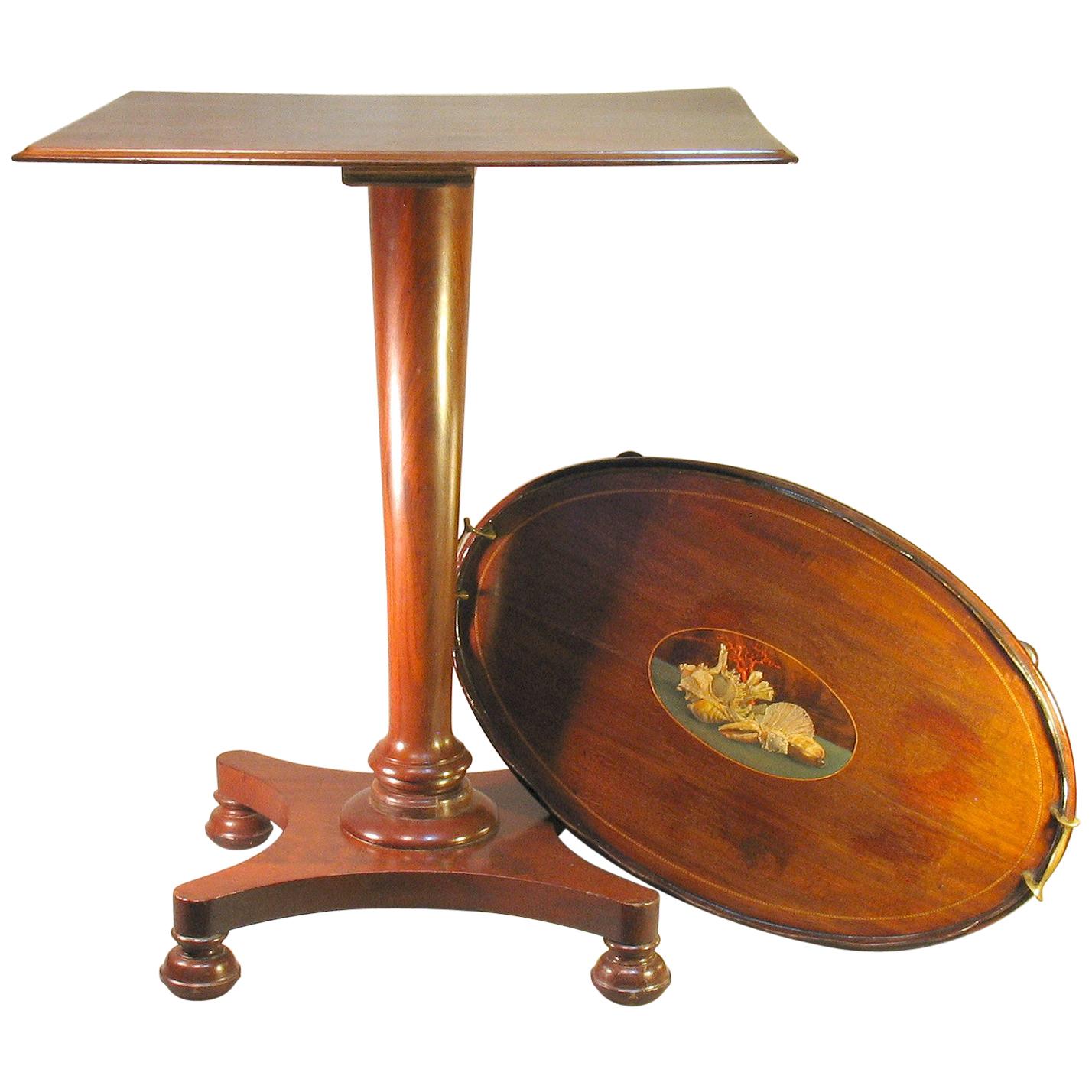 William IV Mahogany Occasional Table circa 1830 with George III Mahogany Tray For Sale