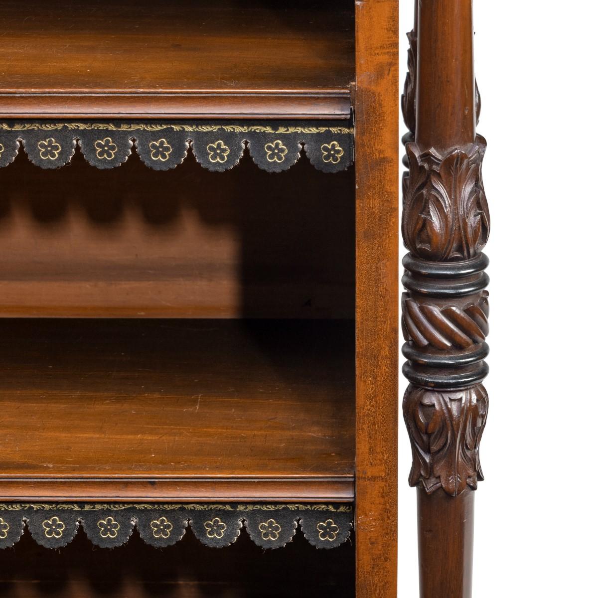 English William IV Mahogany Open Bookcase by Brown and Lamont