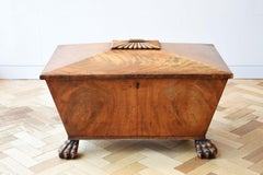 William IV Mahogany Sarcophagus Cellarette on Front Lion Paw Feet
