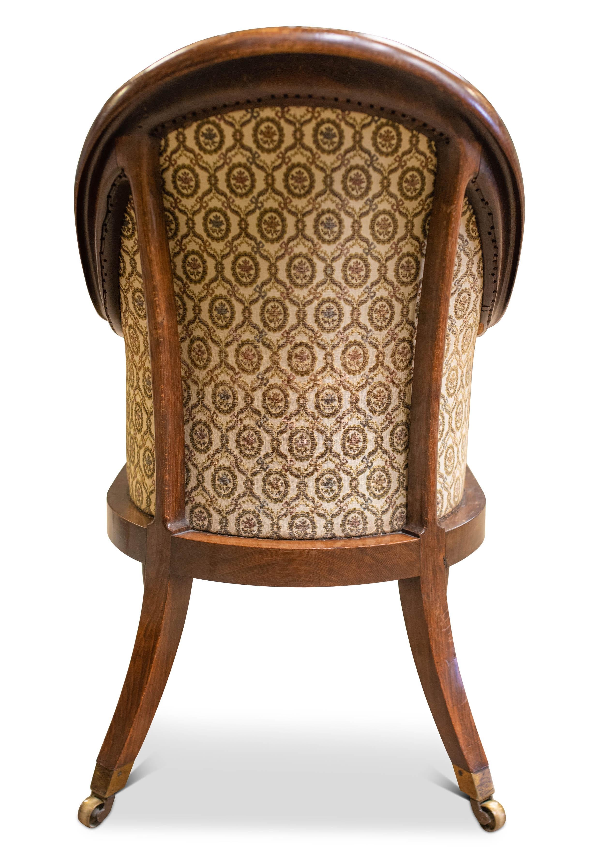William IV Mahogany Tub Chair, on Ring Turned Supports with Original Castors In Good Condition In Reading, Berkshire