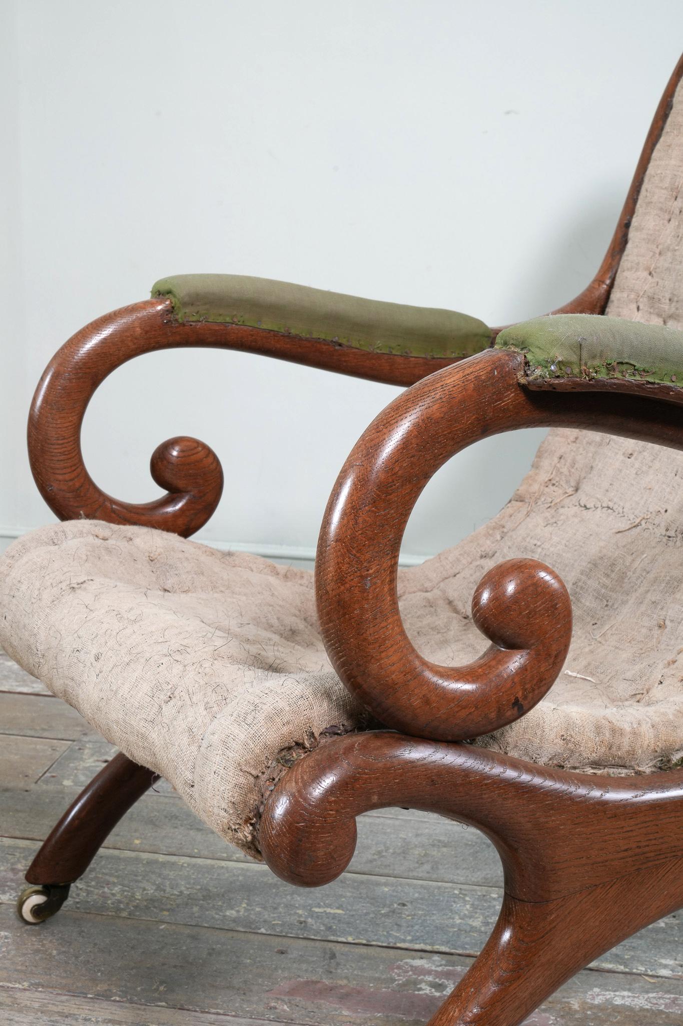 A William IV Oak Library Chair In Good Condition In Conwy, GB