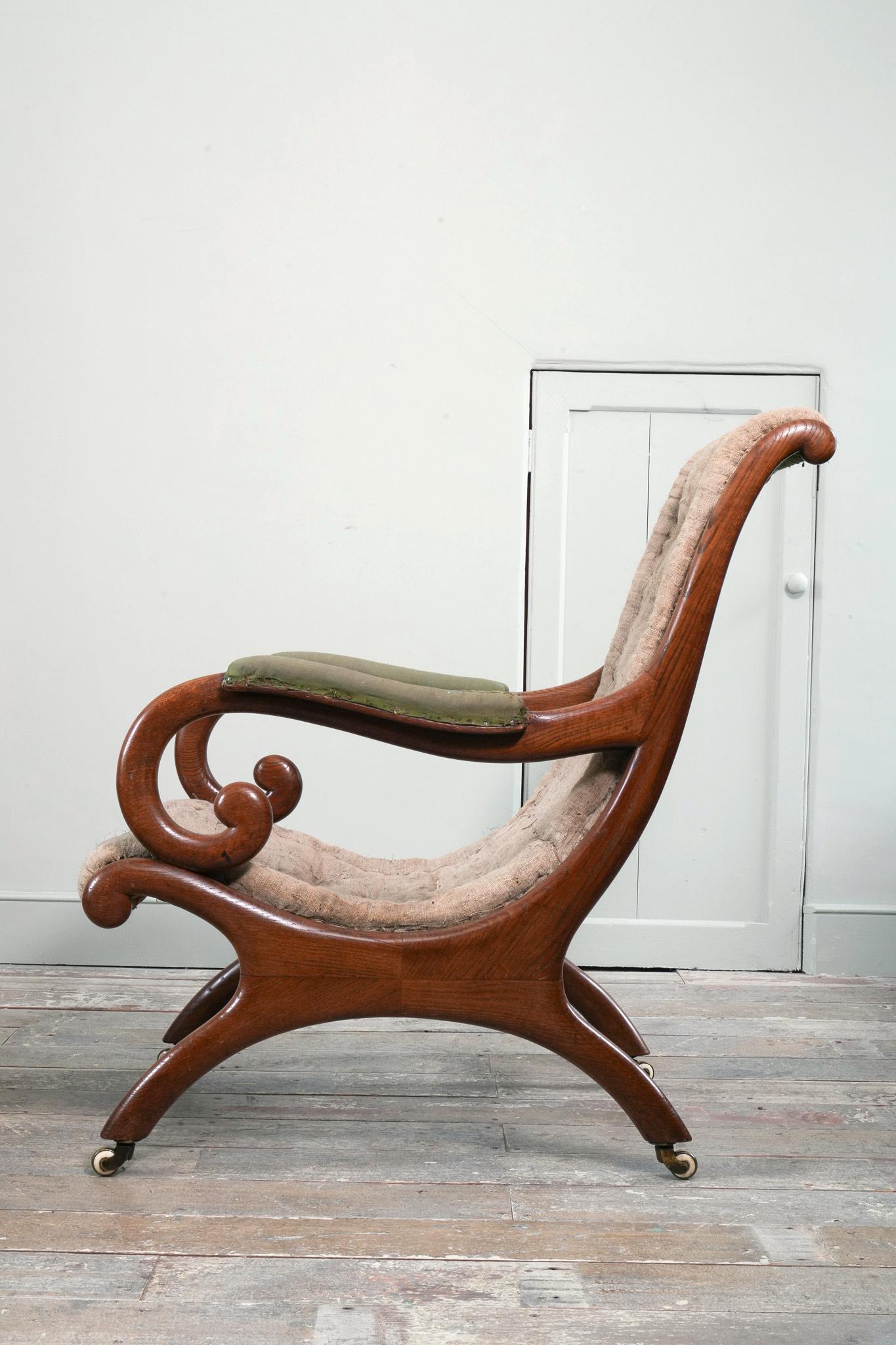 19th Century A William IV Oak Library Chair