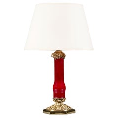 William IV Red Glass Column Lamp