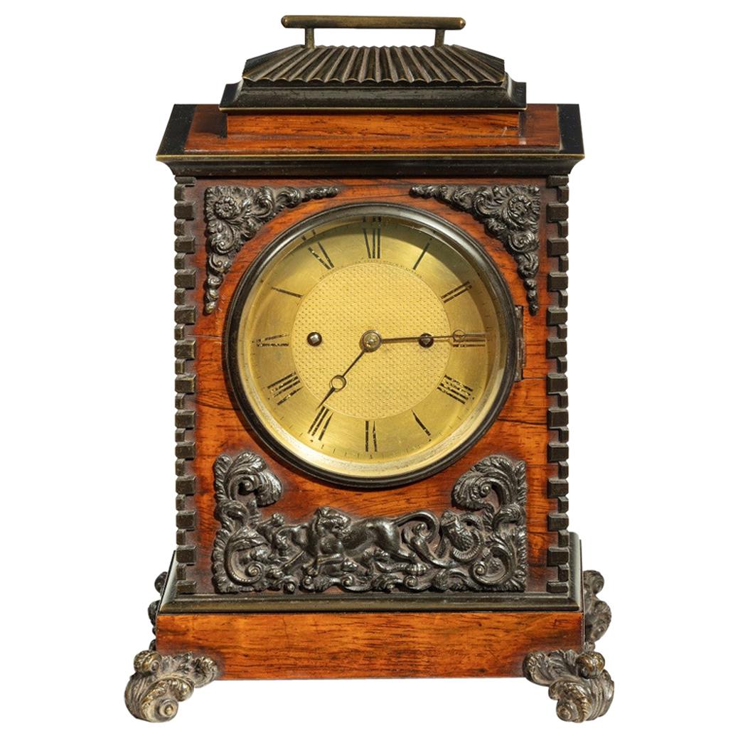 William IV Rosewood and Bronze Bracket Clock by Frodsham 185 & Baker For Sale