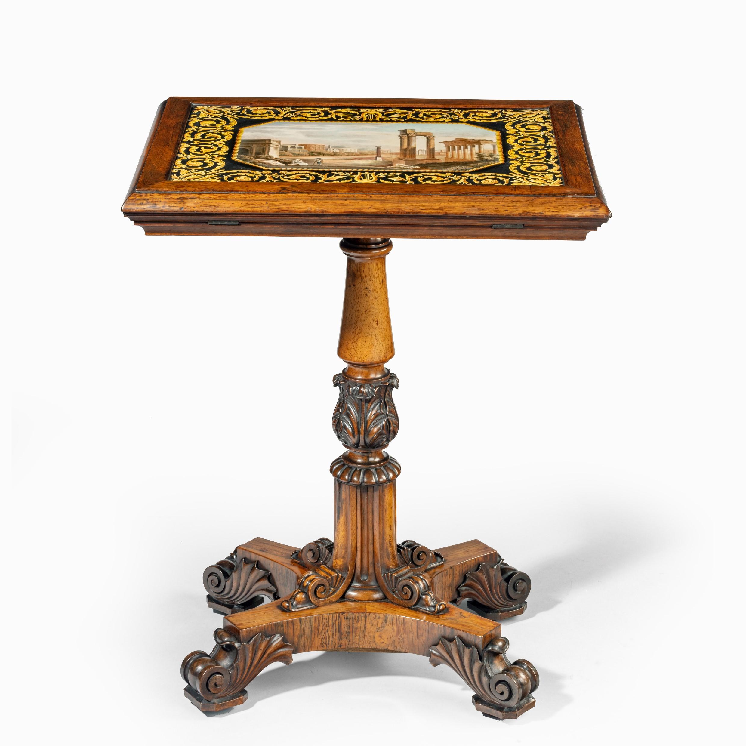 Début du XIXe siècle Table d'appoint en bois de rose et scagliola de style George IV attribuée à Gillows vers 1825 en vente