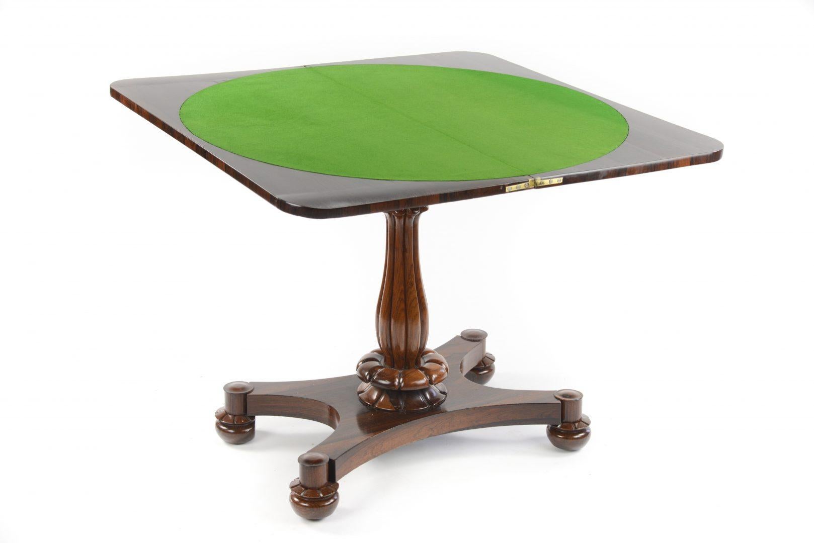 British William IV Rosewood D Shaped Folding Card Table