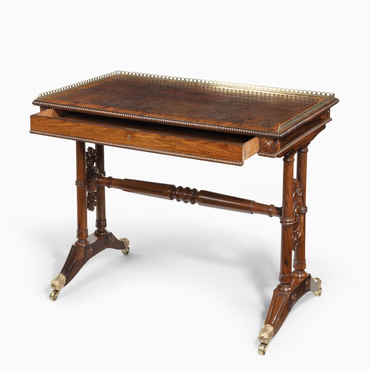 English William IV Rosewood Free-Standing End Support Table Attributed to Gillows For Sale