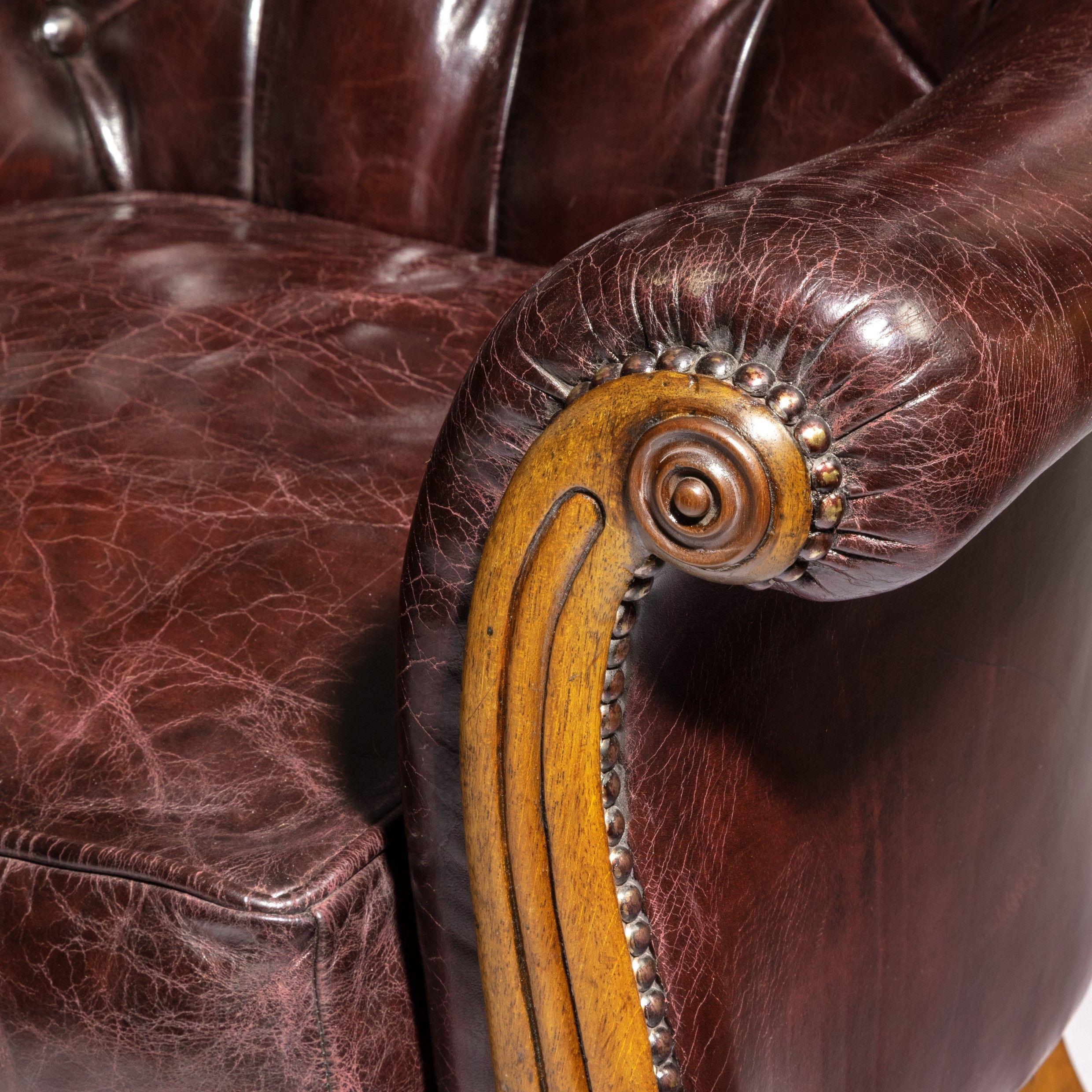 English William IV Shaped Mahogany Library Chair For Sale