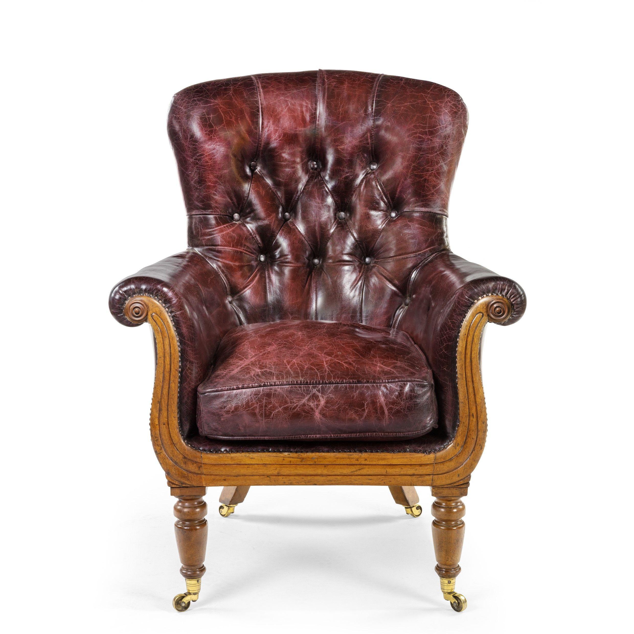 William IV Shaped Mahogany Library Chair In Good Condition For Sale In Lymington, Hampshire