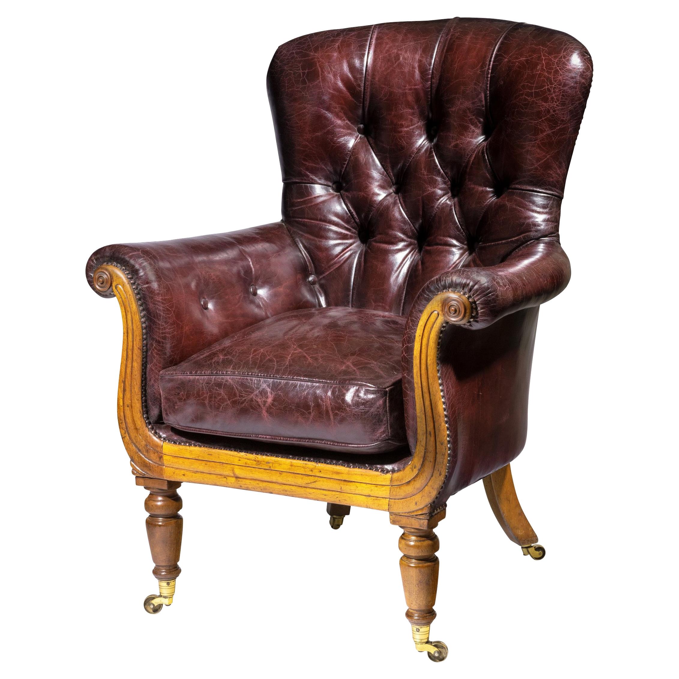 William IV Shaped Mahogany Library Chair For Sale