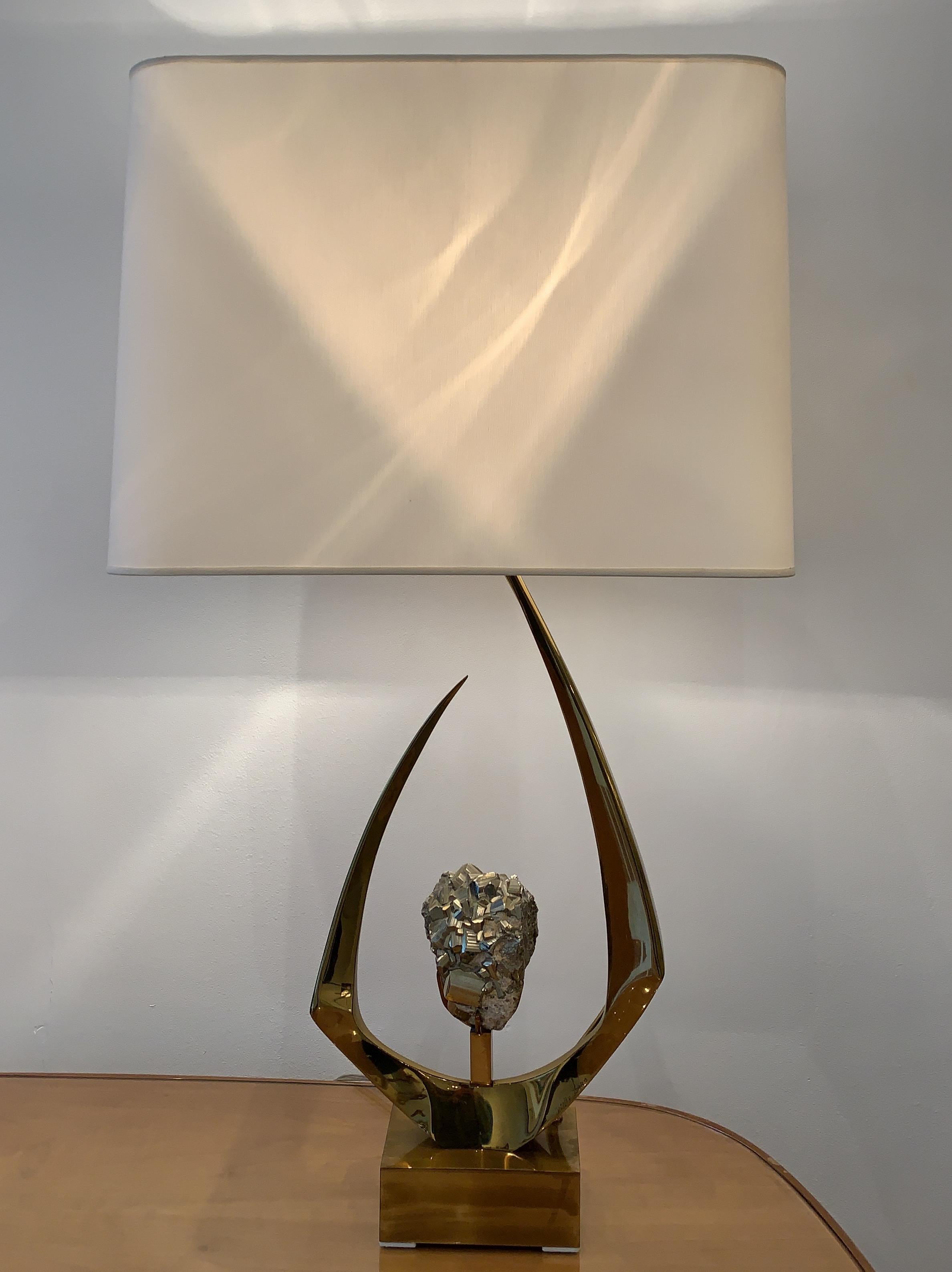 Brass Willy Daro Lamp, Signed, 1970s
