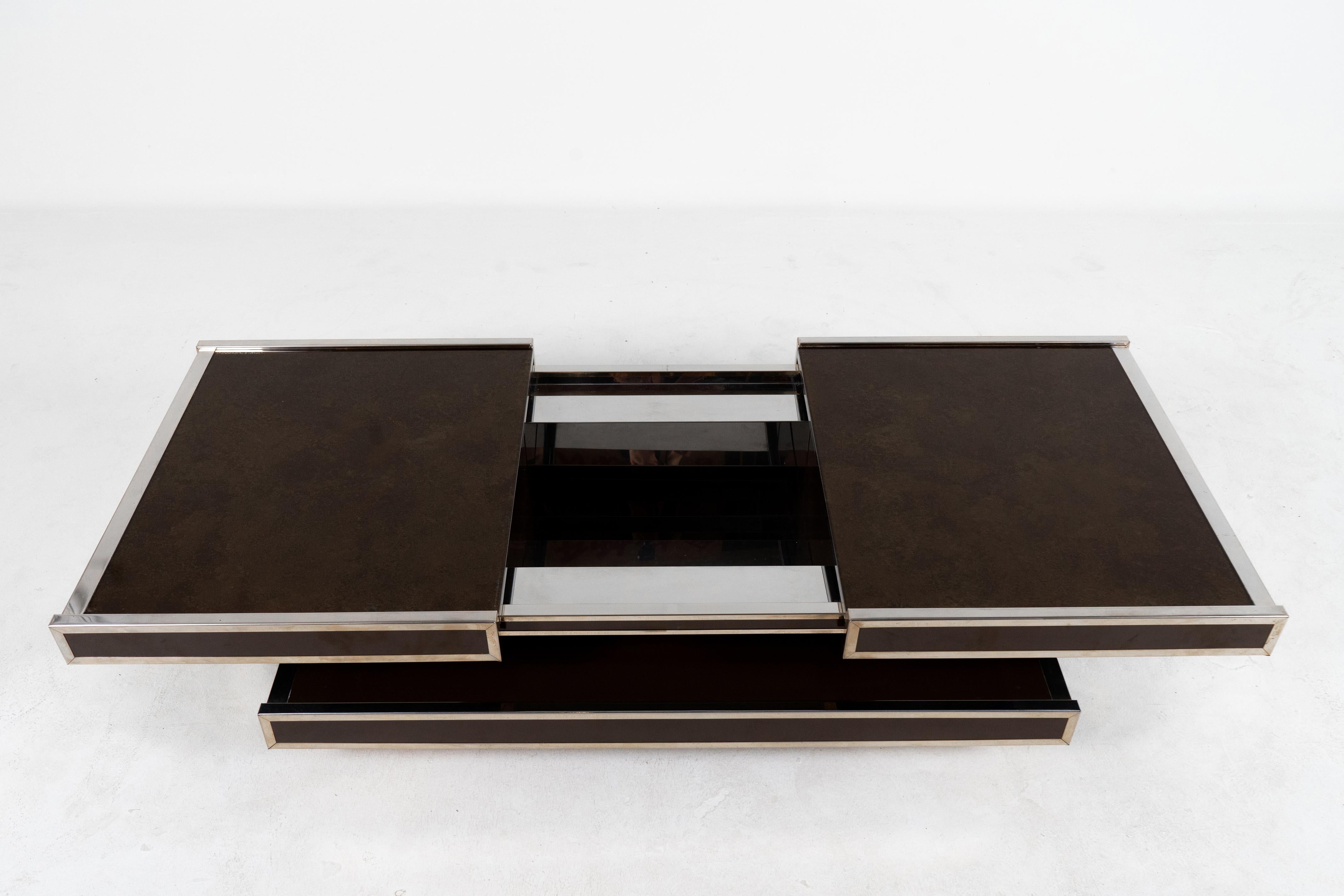 Mid-Century Modern A Willy Rizzo Bar Coffee Table with Resin Burl and Chrome, Italy c.1970