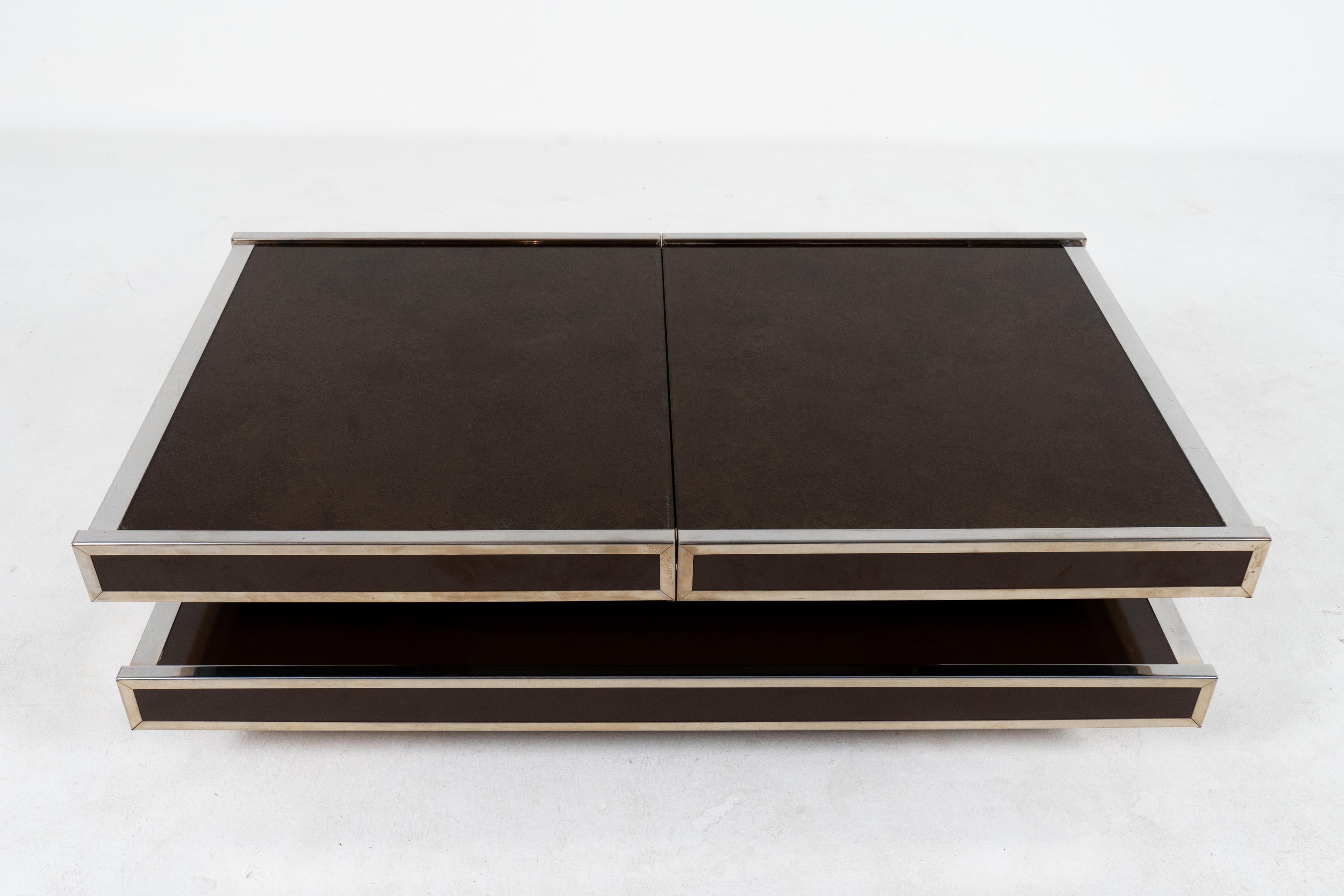 20th Century A Willy Rizzo Bar Coffee Table with Resin Burl and Chrome, Italy c.1970