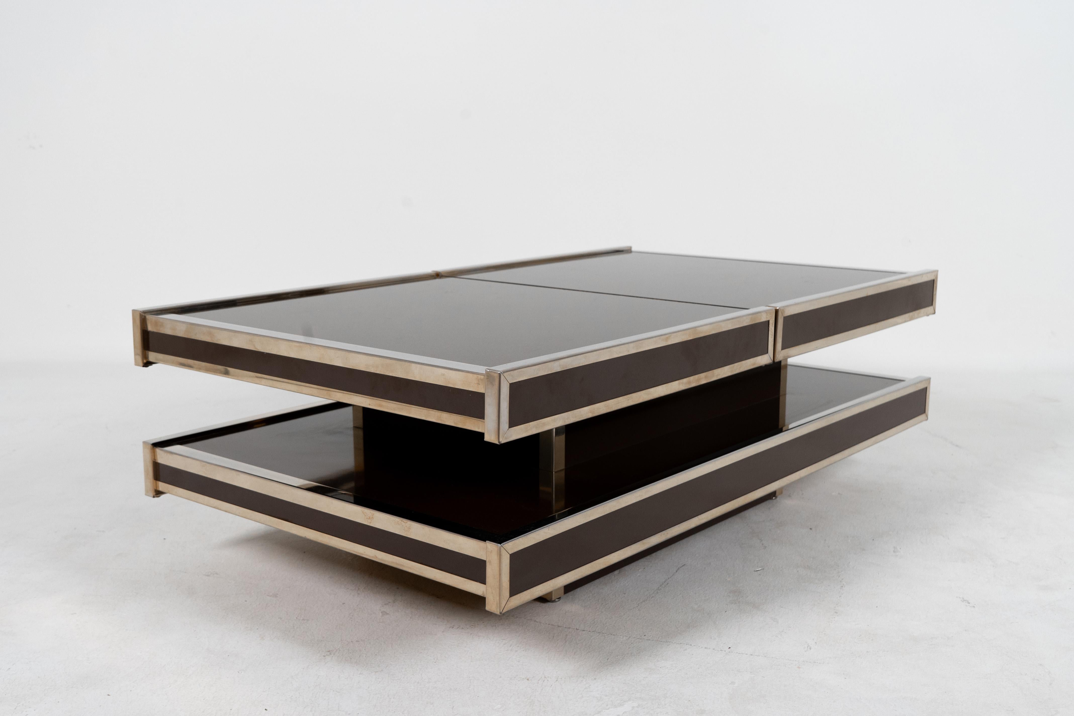 Steel A Willy Rizzo Bar Coffee Table with Resin Burl and Chrome, Italy c.1970