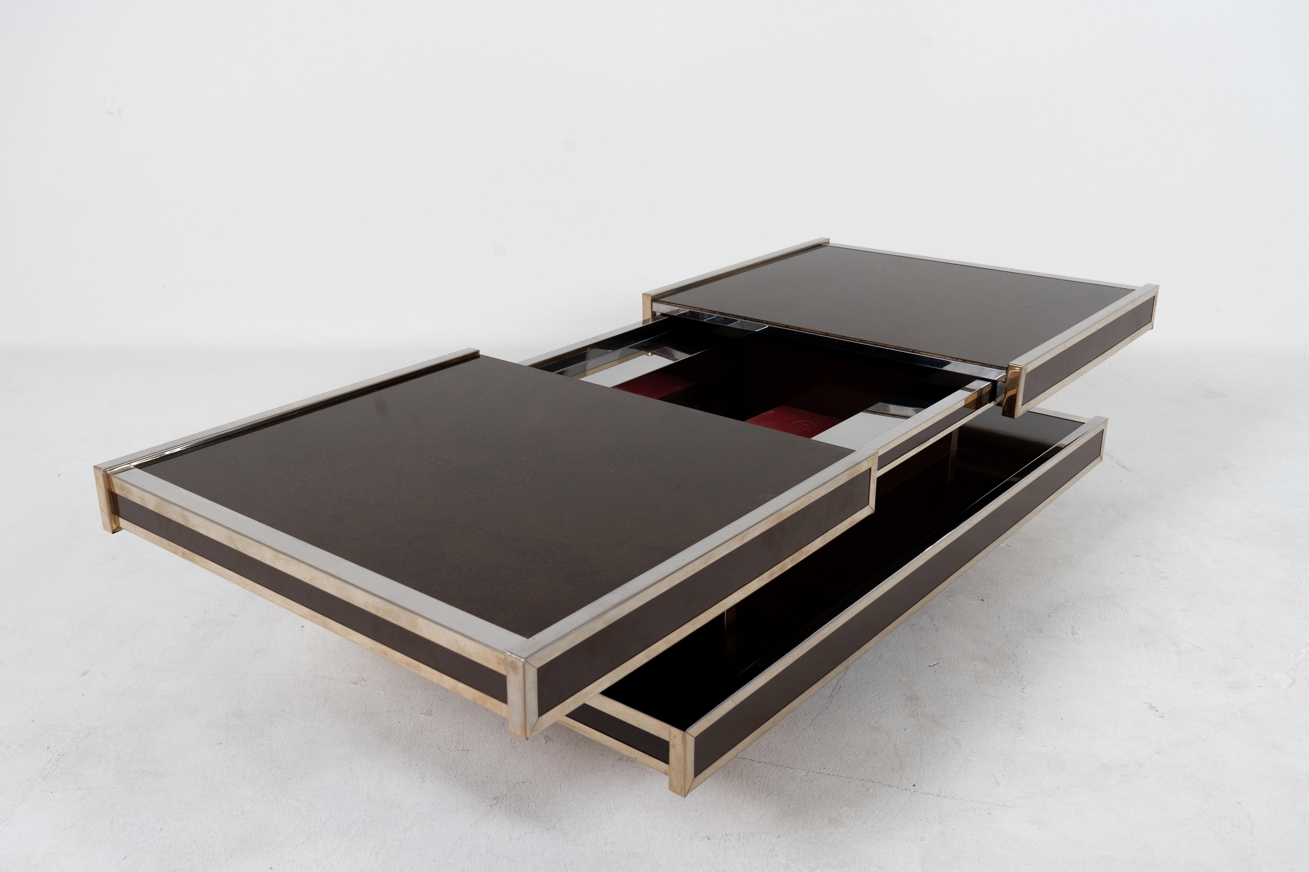 A Willy Rizzo Bar Coffee Table with Resin Burl and Chrome, Italy c.1970 1