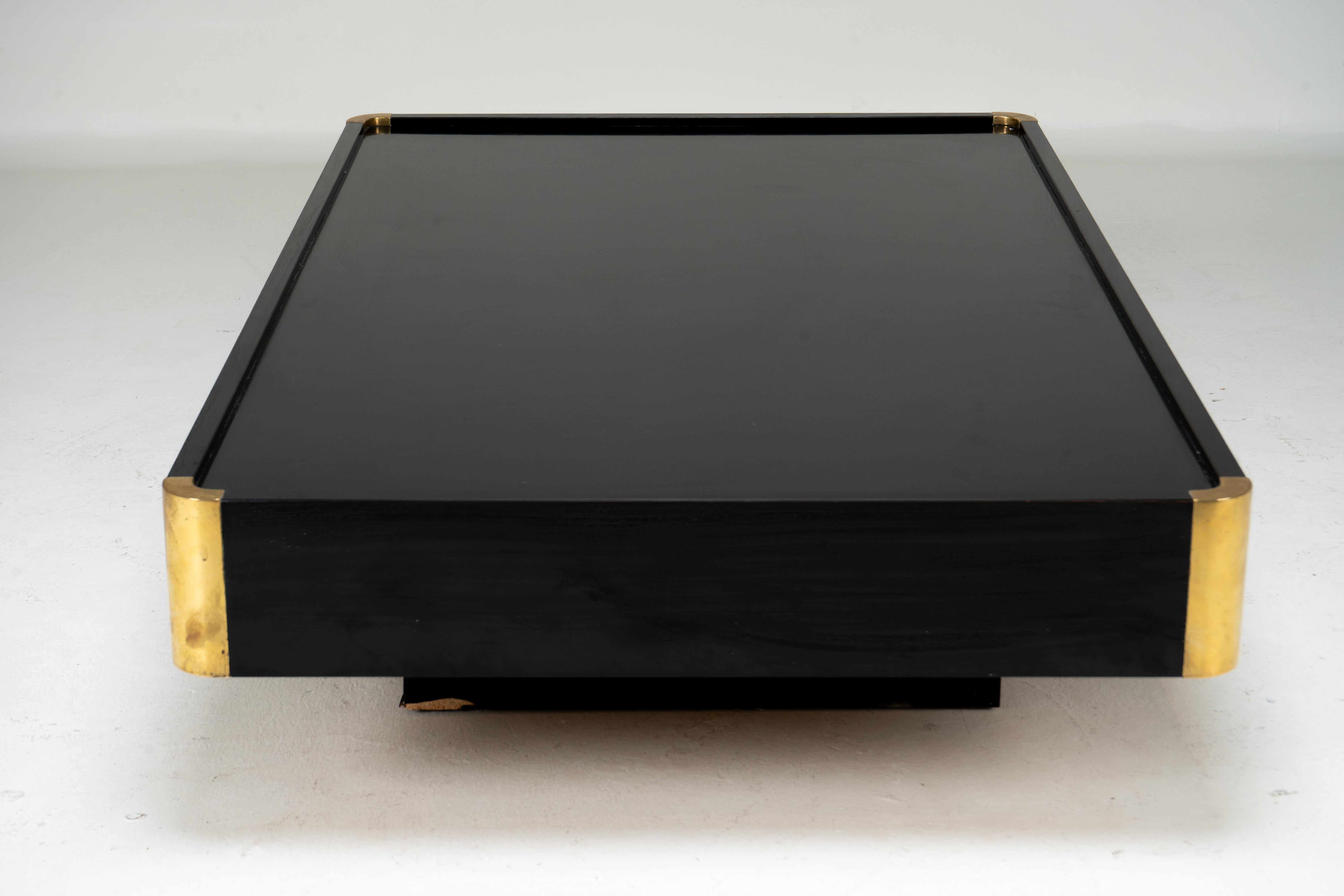 Italian A Willy Rizzo Black Lacquer Coffee Table For Sale
