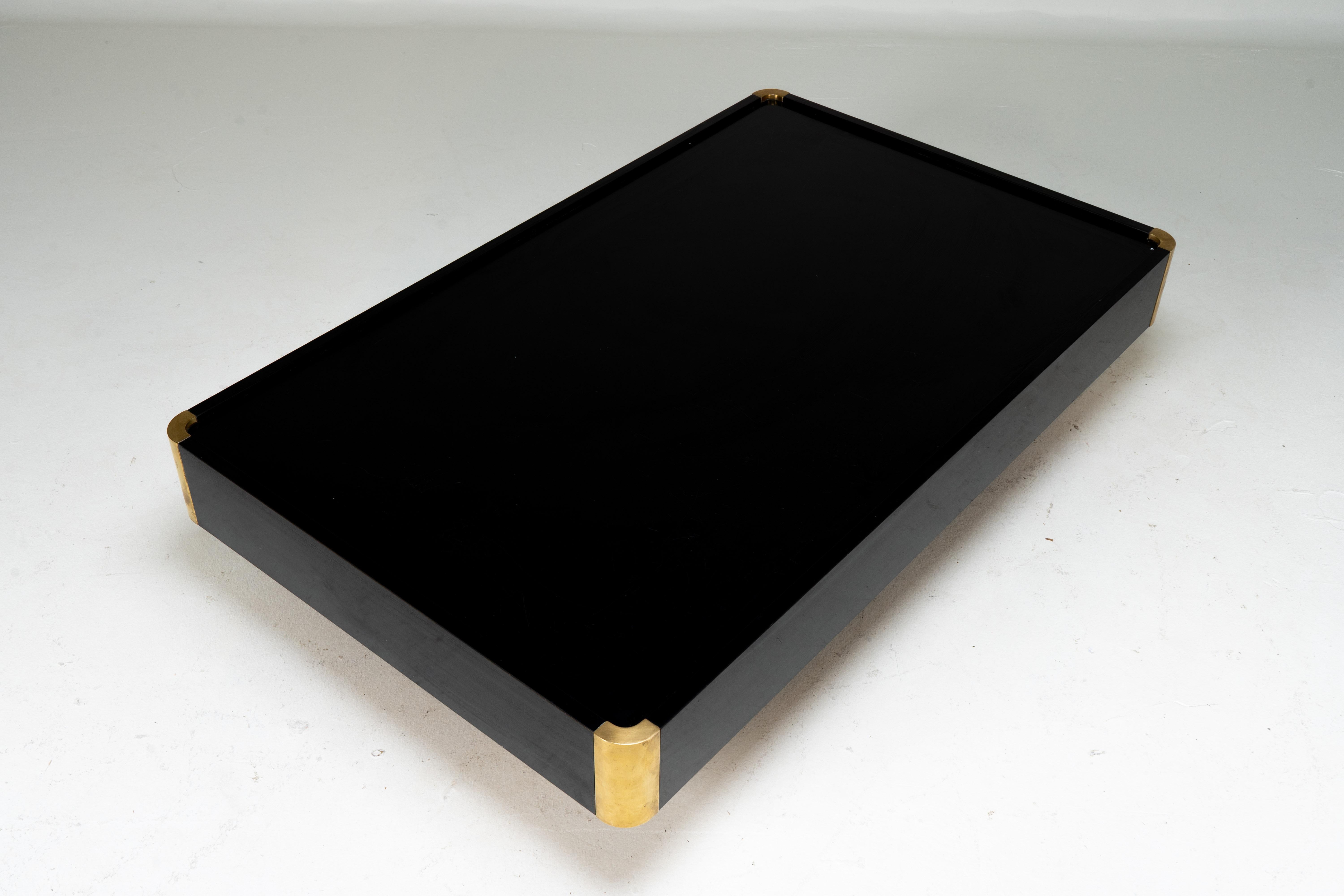 20th Century A Willy Rizzo Black Lacquer Coffee Table For Sale