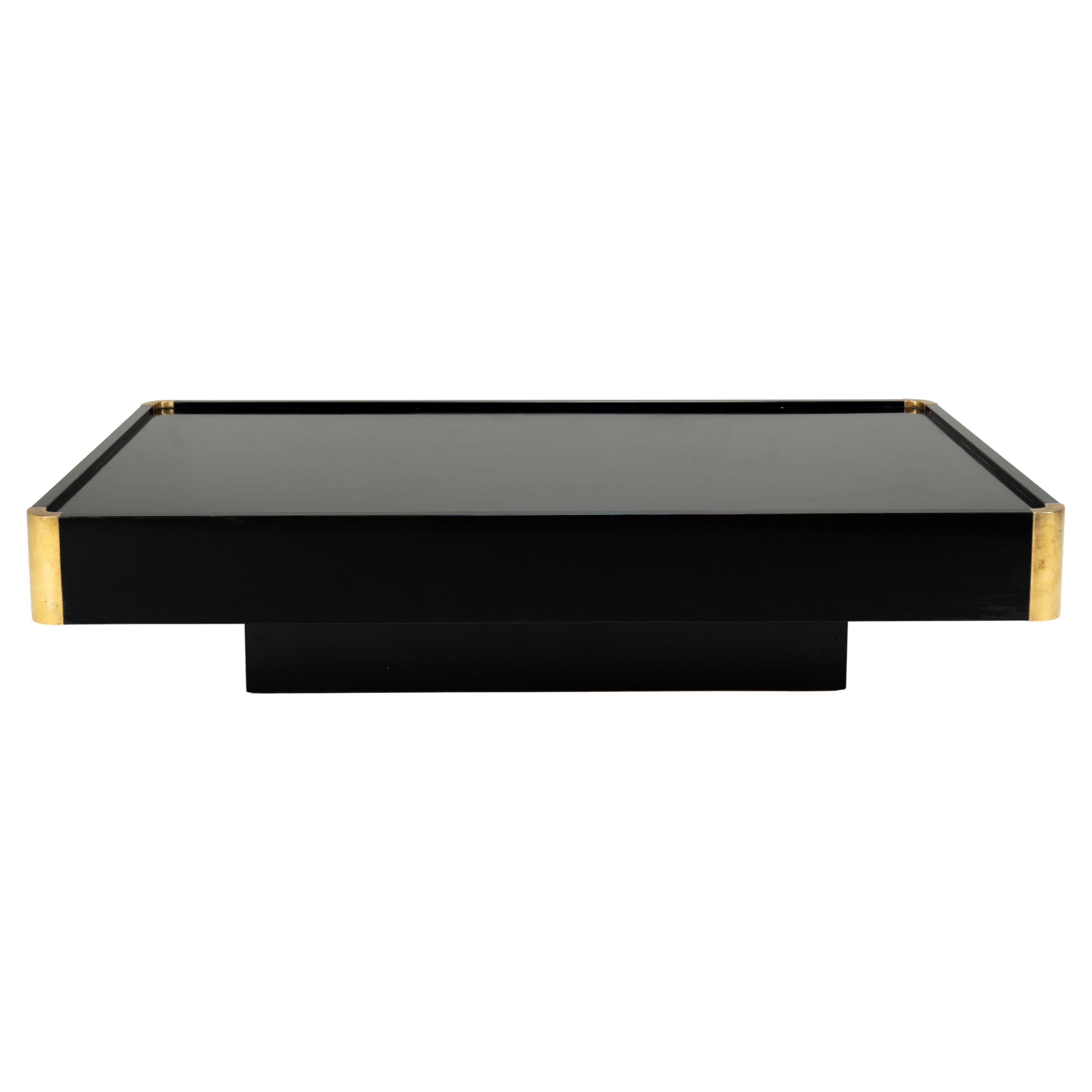 A Willy Rizzo Black Lacquer Coffee Table