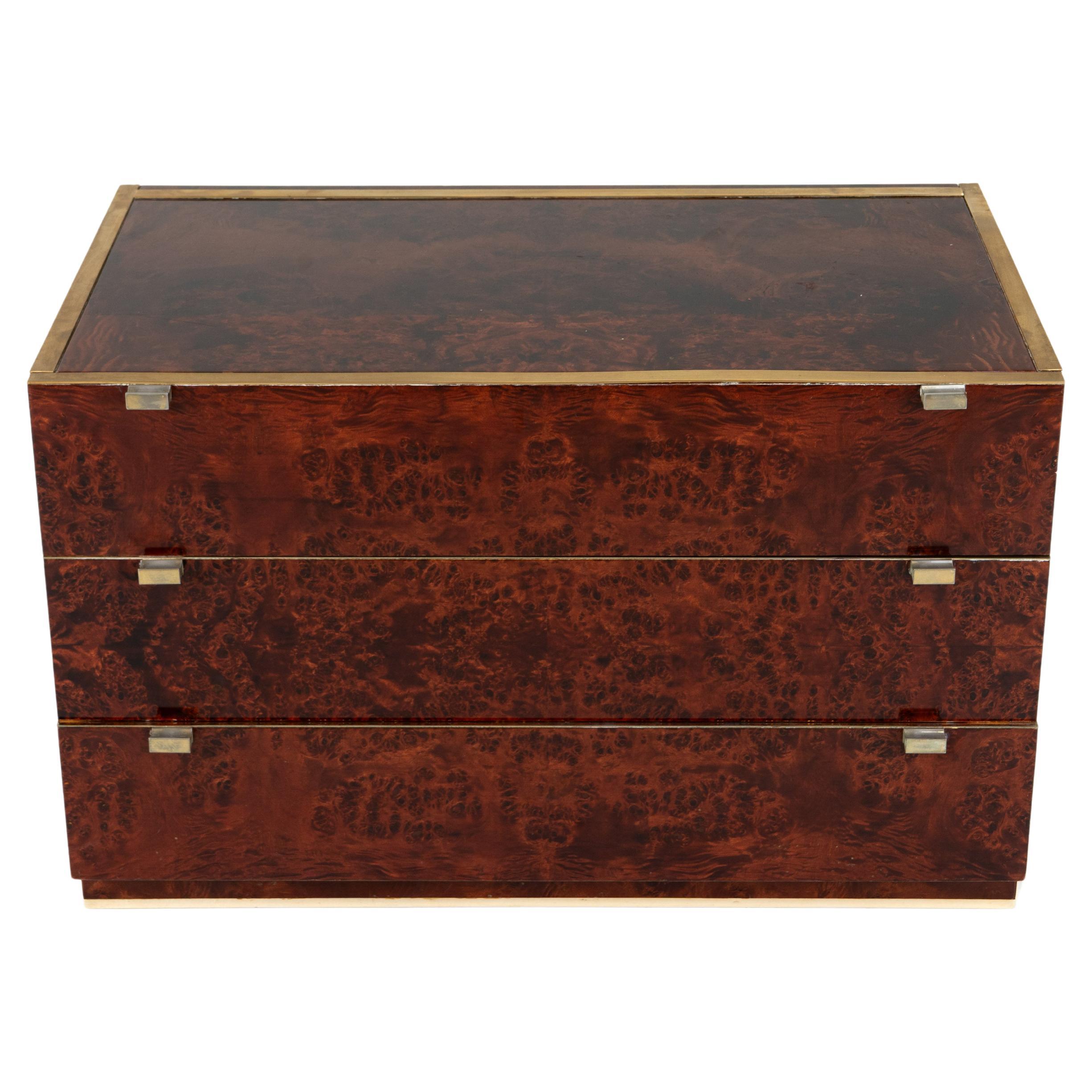 A Willy Rizzo Chest of Drawers and Brass Trim