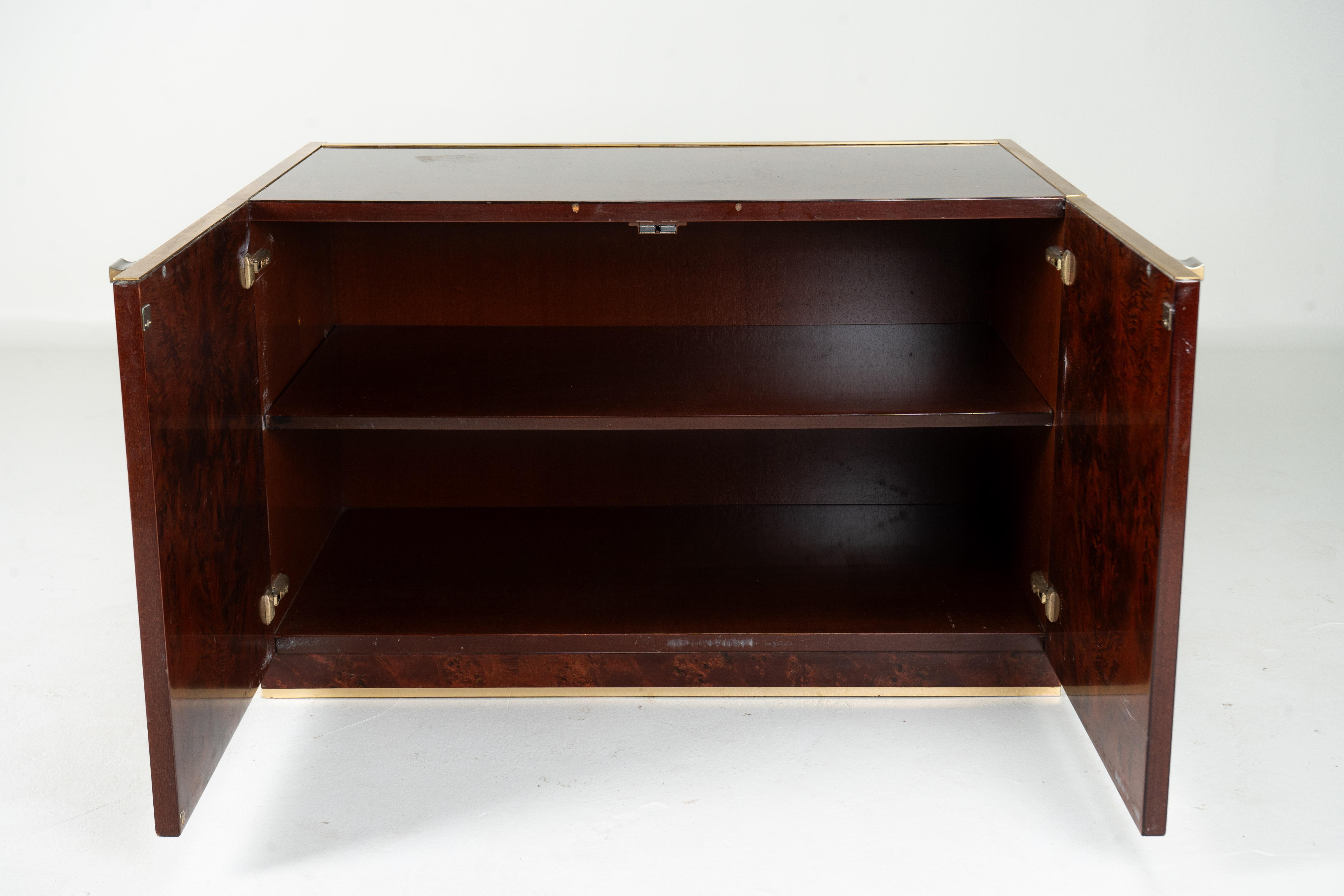 Italian A Willy Rizzo Chest with Two Doors and Brass Trim For Sale