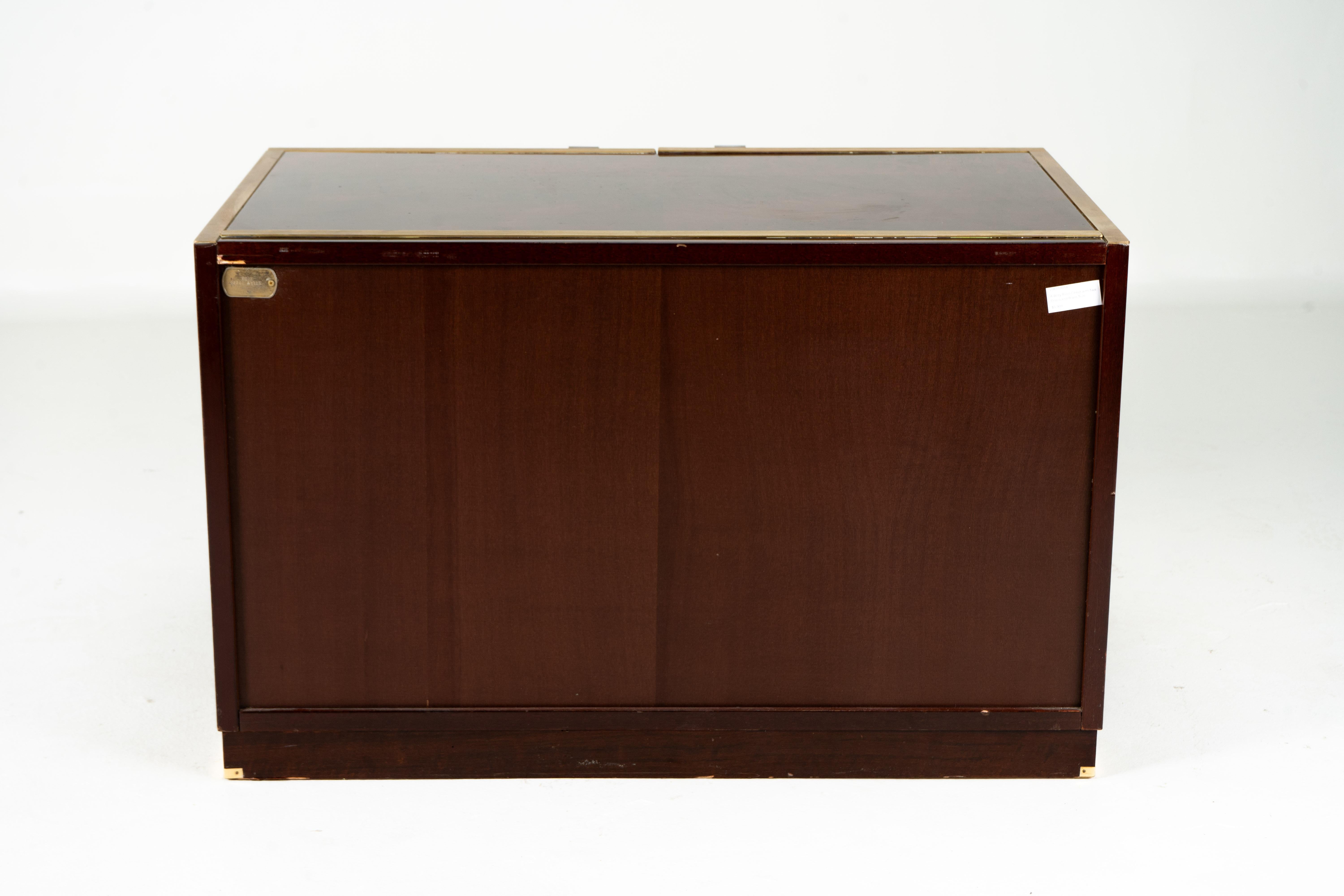 A Willy Rizzo Chest with Two Doors and Brass Trim In Good Condition For Sale In Chicago, IL