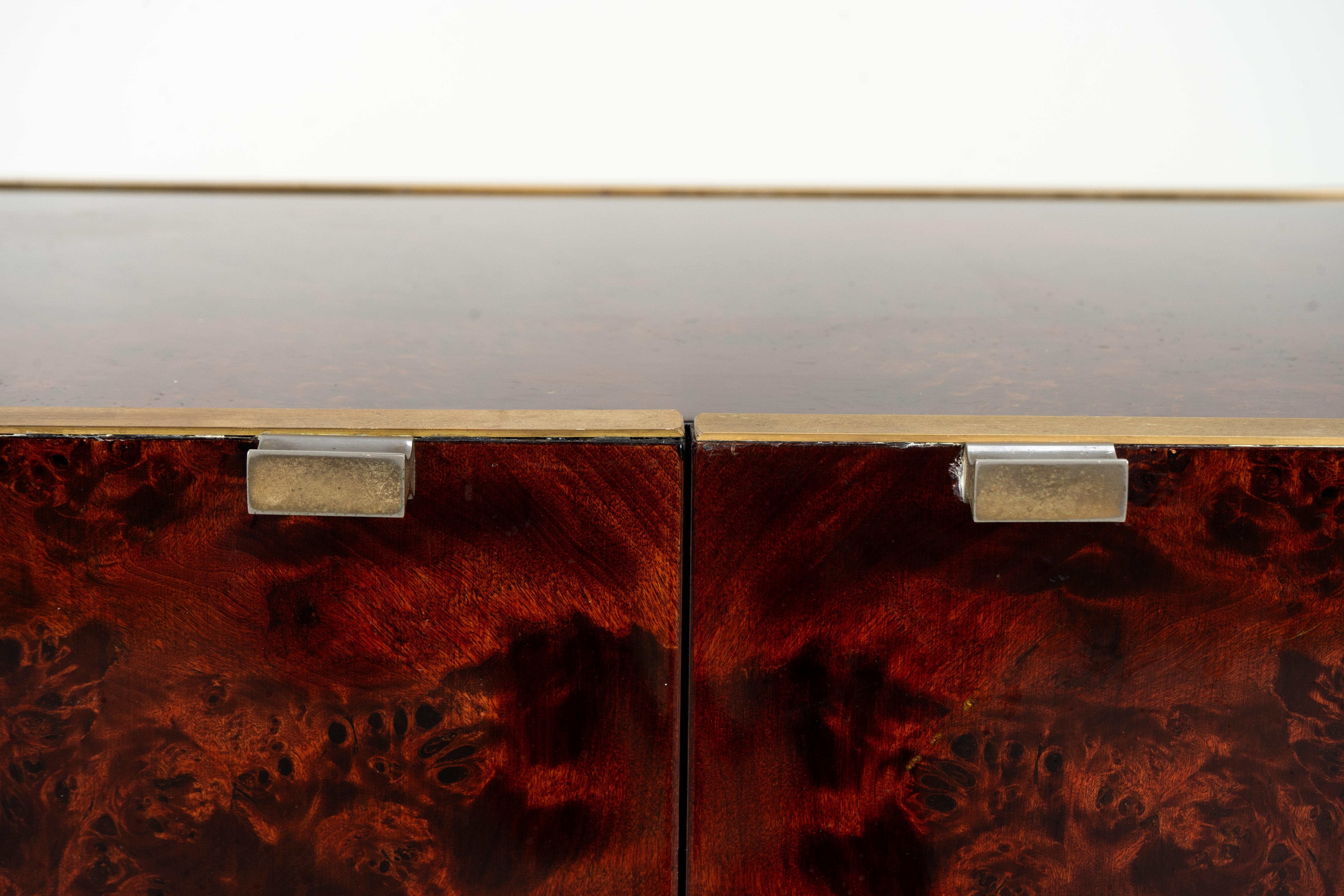 20th Century A Willy Rizzo Chest with Two Doors and Brass Trim For Sale