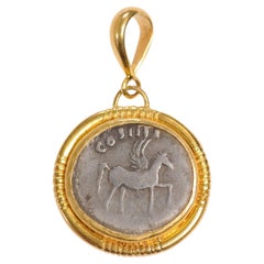 Antique A Winged Pegasus Coin in 22kt Gold Pendant