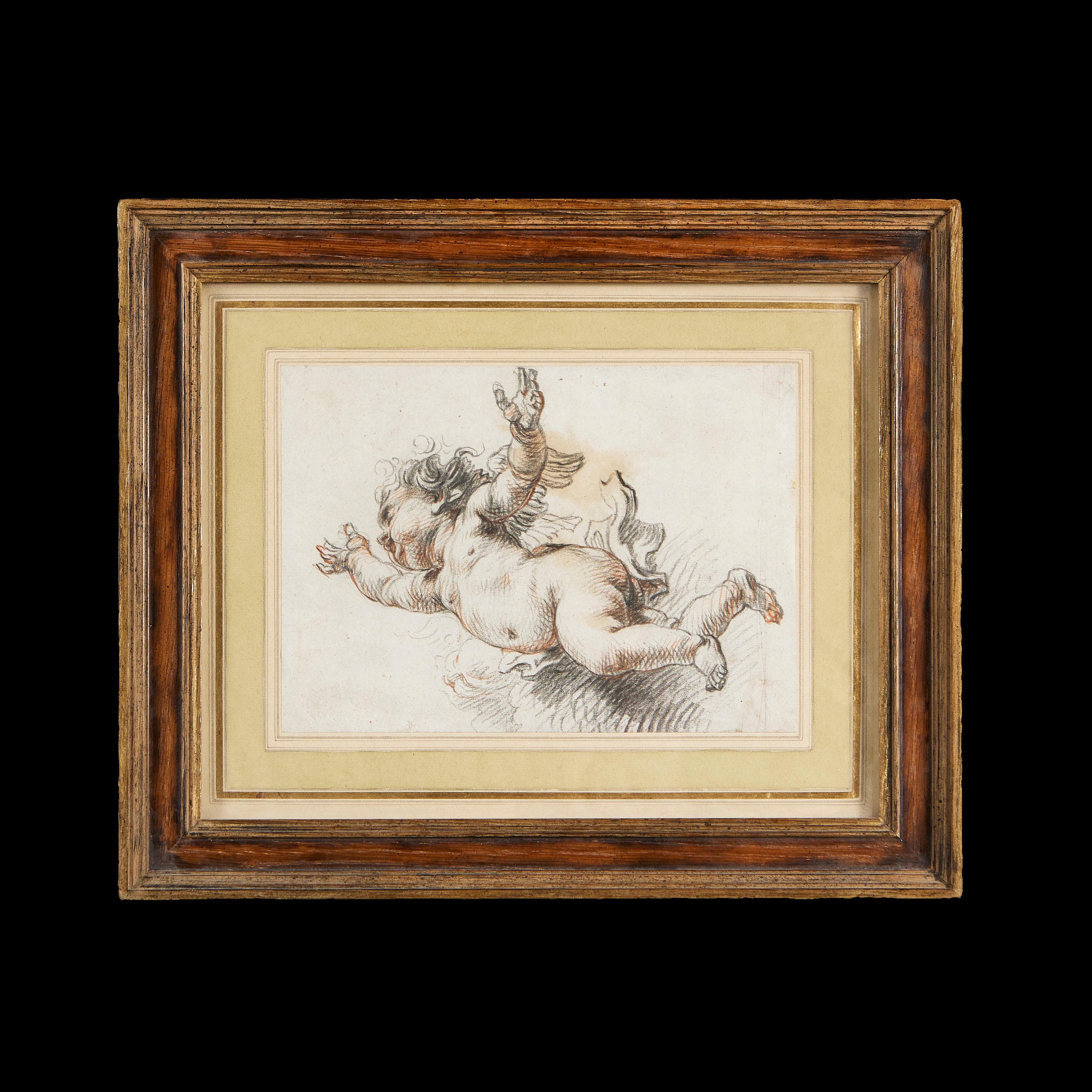 Italien, um 1750

Eine Zeichnung aus der Mitte des 18. Jahrhunderts, die einen geflügelten Putto mit ausgestreckten Armen in der Art von Michelangelo darstellt. Ausgeführt in schwarzer und roter Kreide. Gerahmt und verglast.

Maße: Höhe
