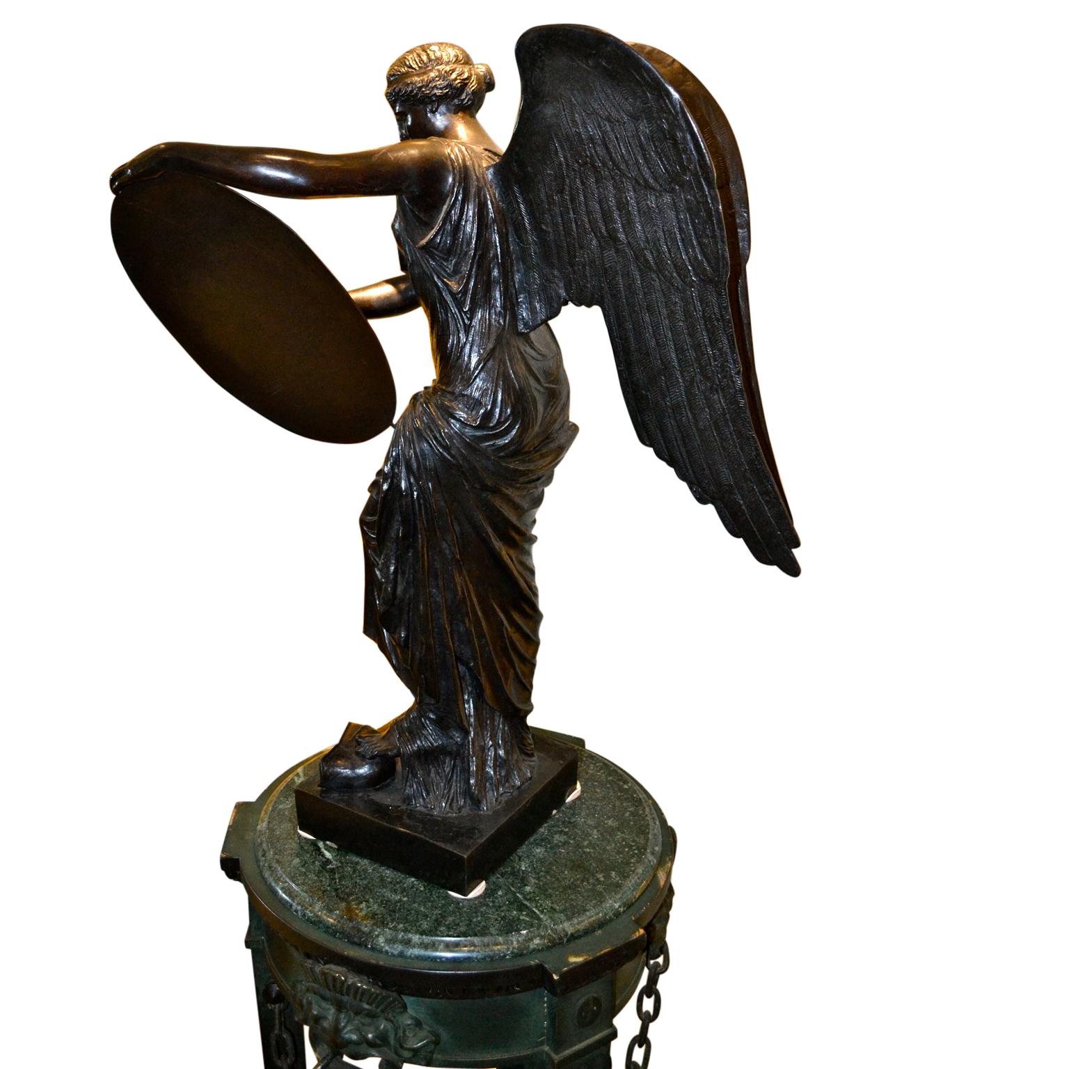 Italian Winged Victory Bronze with a Tablet Shield by Prof A. Zocchi