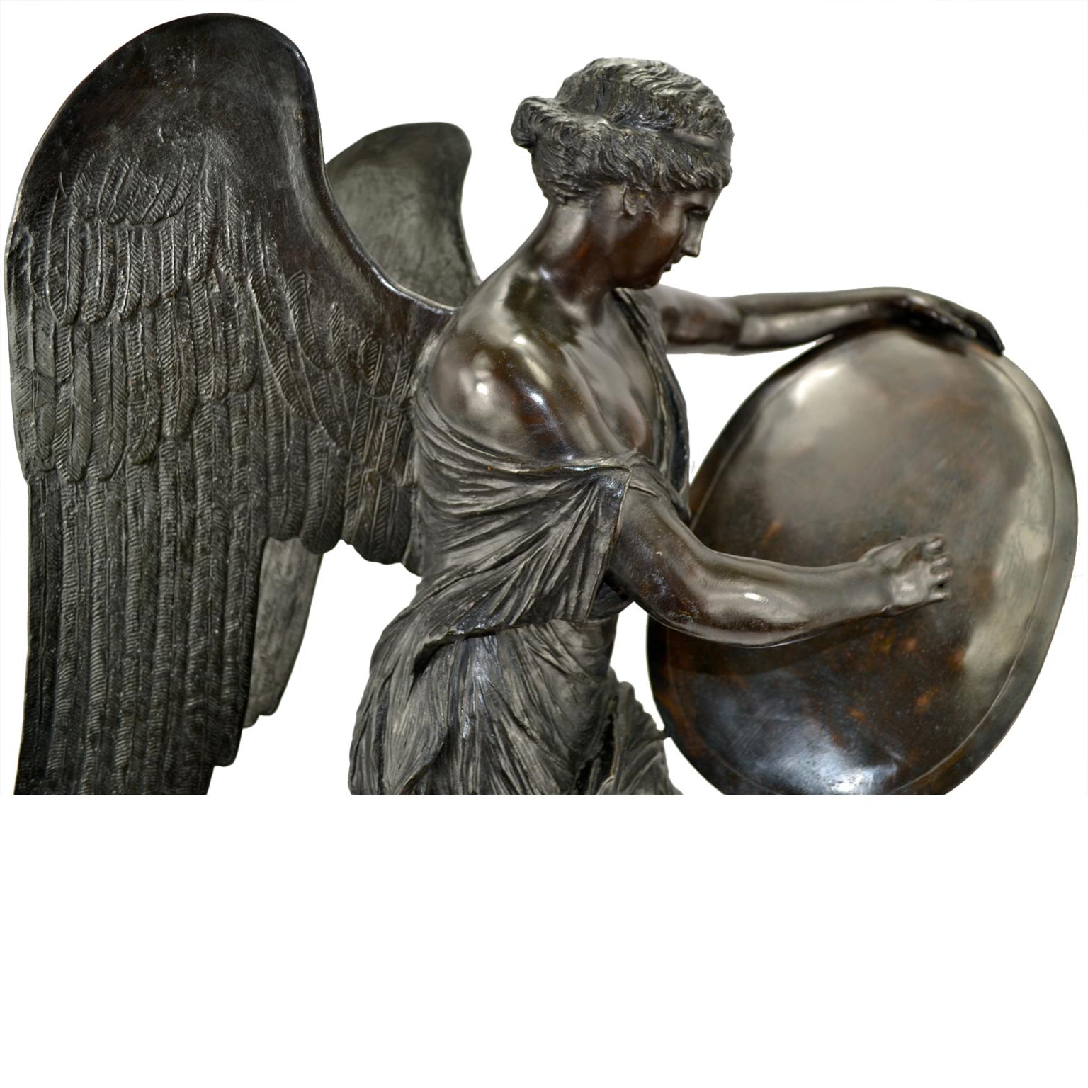 Cast Winged Victory Bronze with a Tablet Shield by Prof A. Zocchi