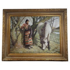 Woman and Her Horse Original Oil on Canvas