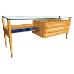A wonderful 1950s marquetry maplewood console dresser desk by Vittorio Dassi