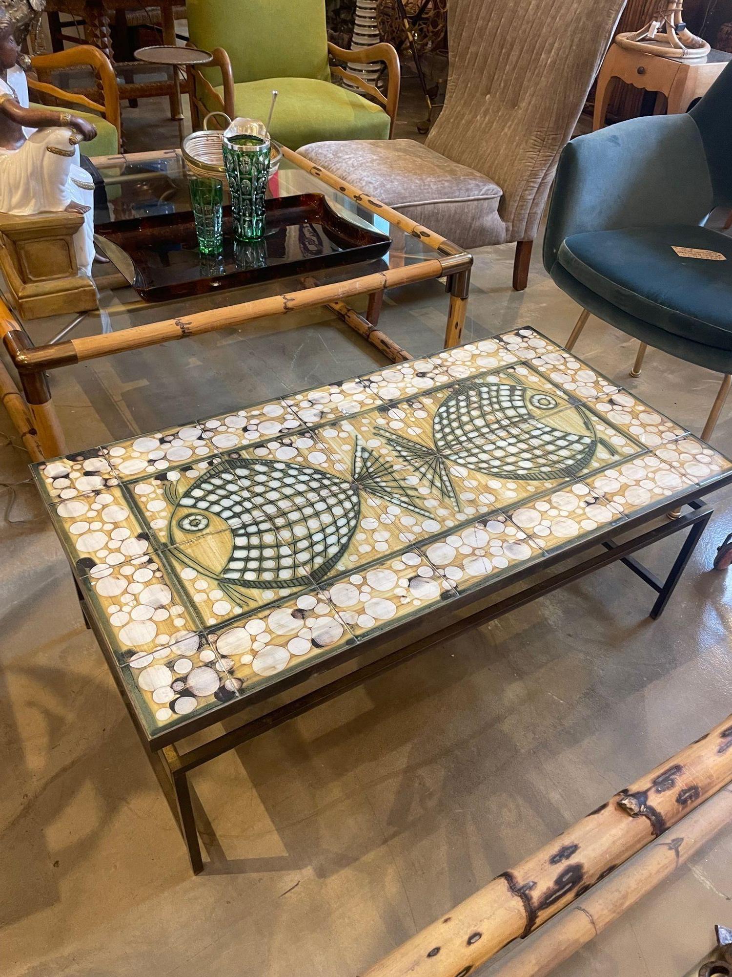 A wonderful 1960s ceramic tiled table by Dennis Townsend for Heals London 10