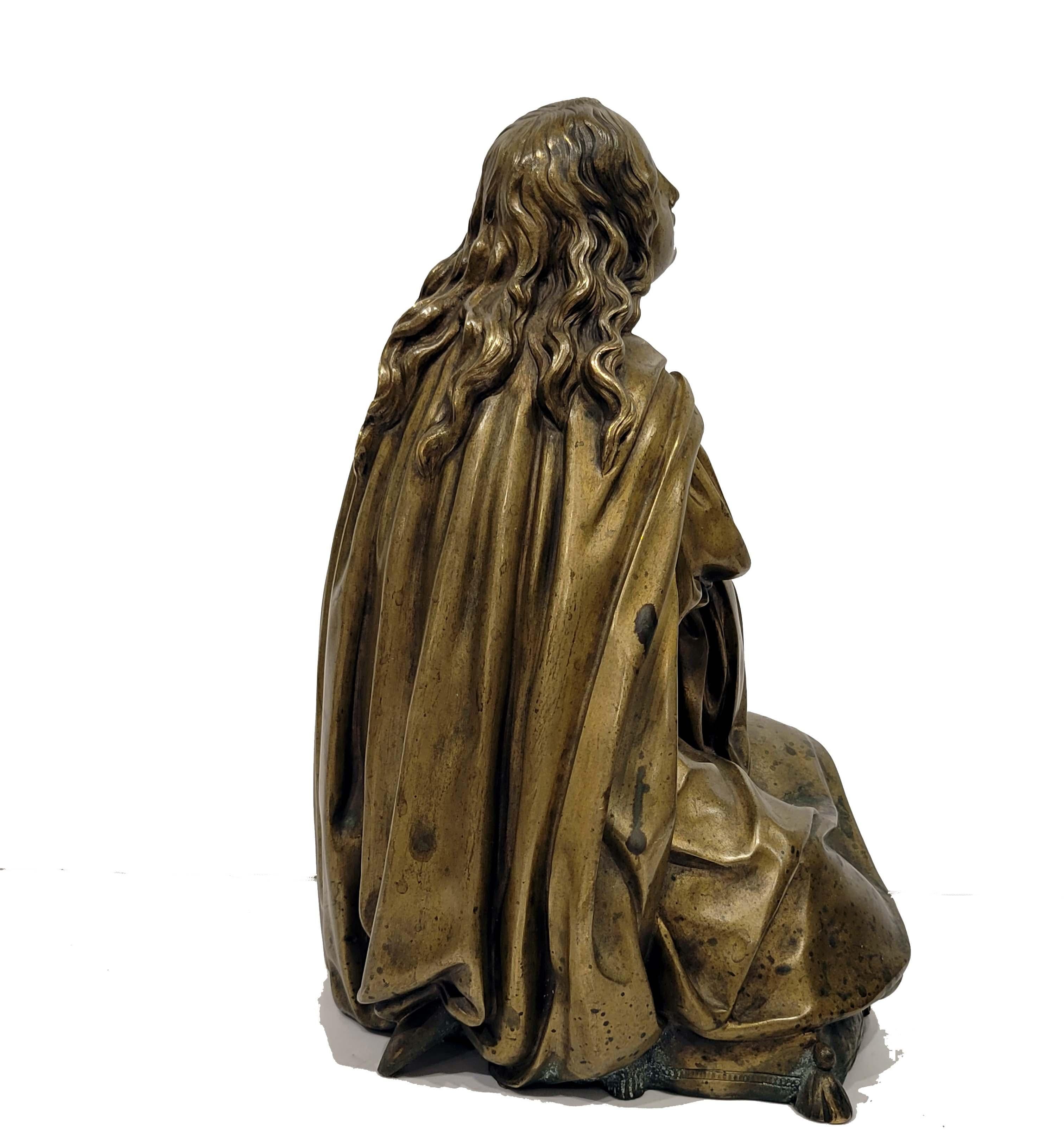Renaissance Wonderful Antique Bronze of Mary Magdalene, French, circa 19th Century