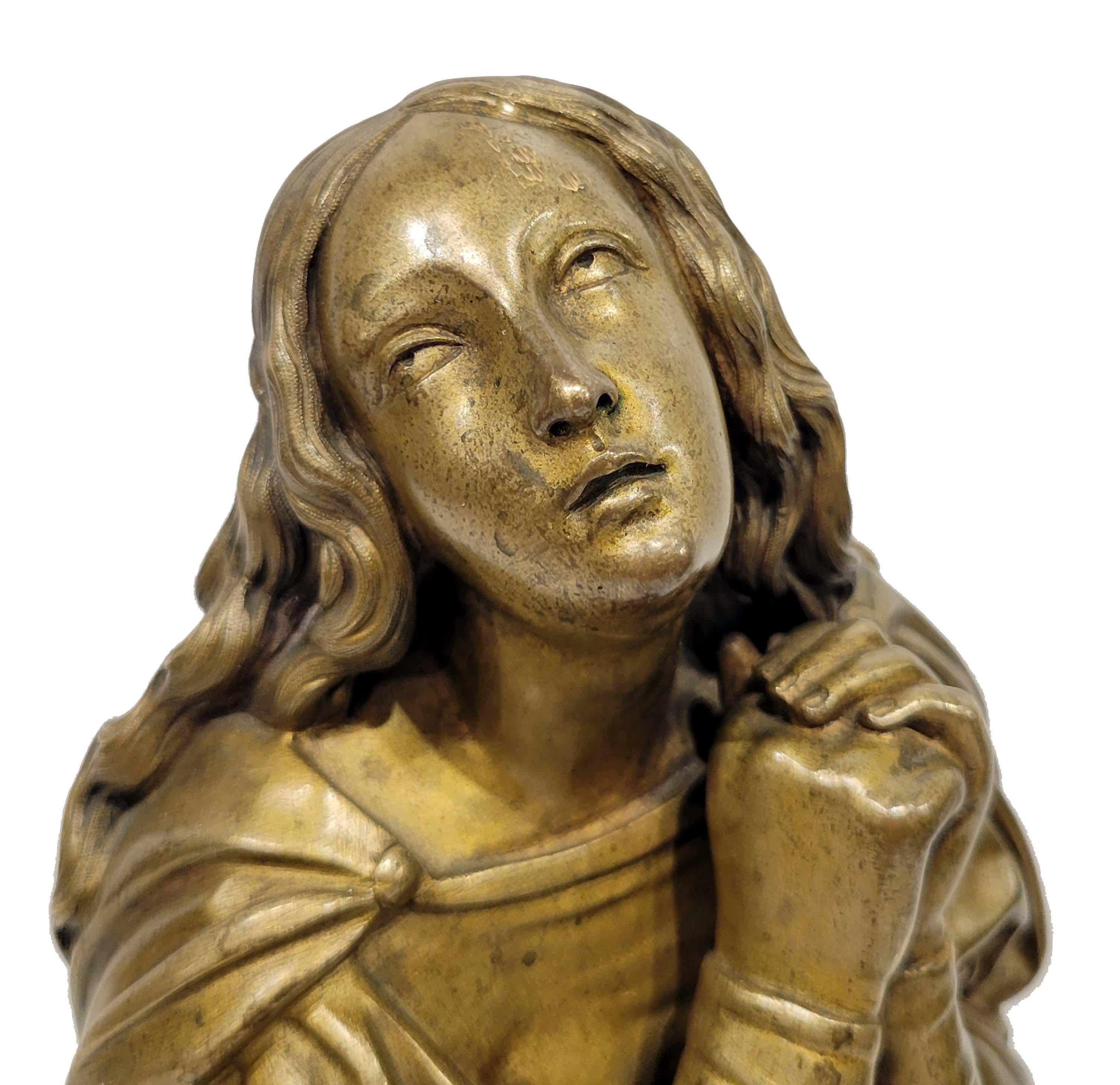 Cast Wonderful Antique Bronze of Mary Magdalene, French, circa 19th Century