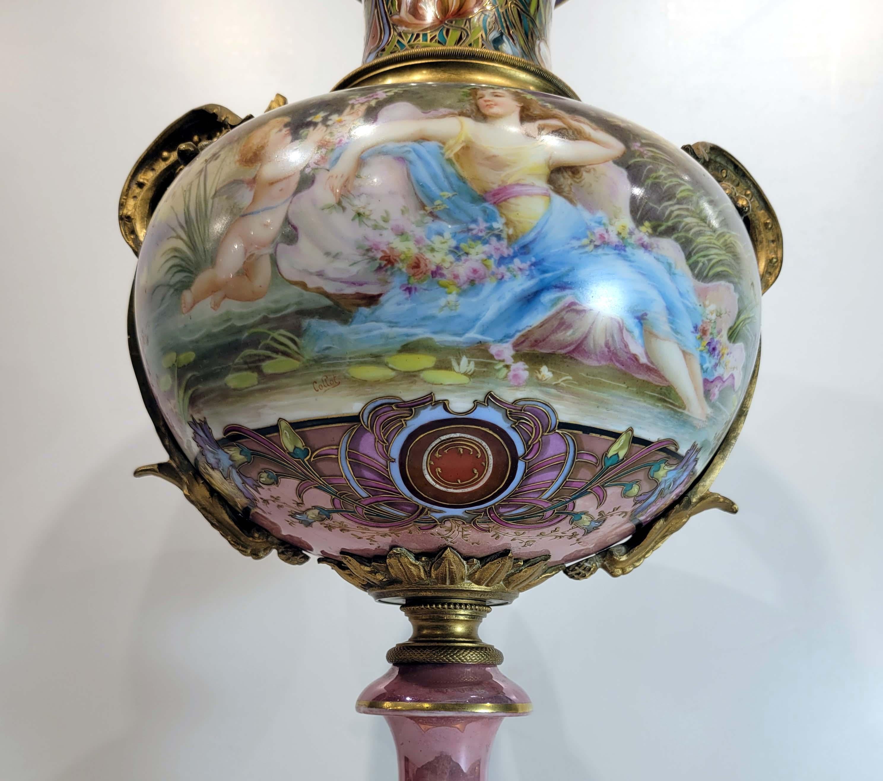 Wonderful Art Nouveau Sevres Poecelain Covered Vase In Good Condition In New York, NY