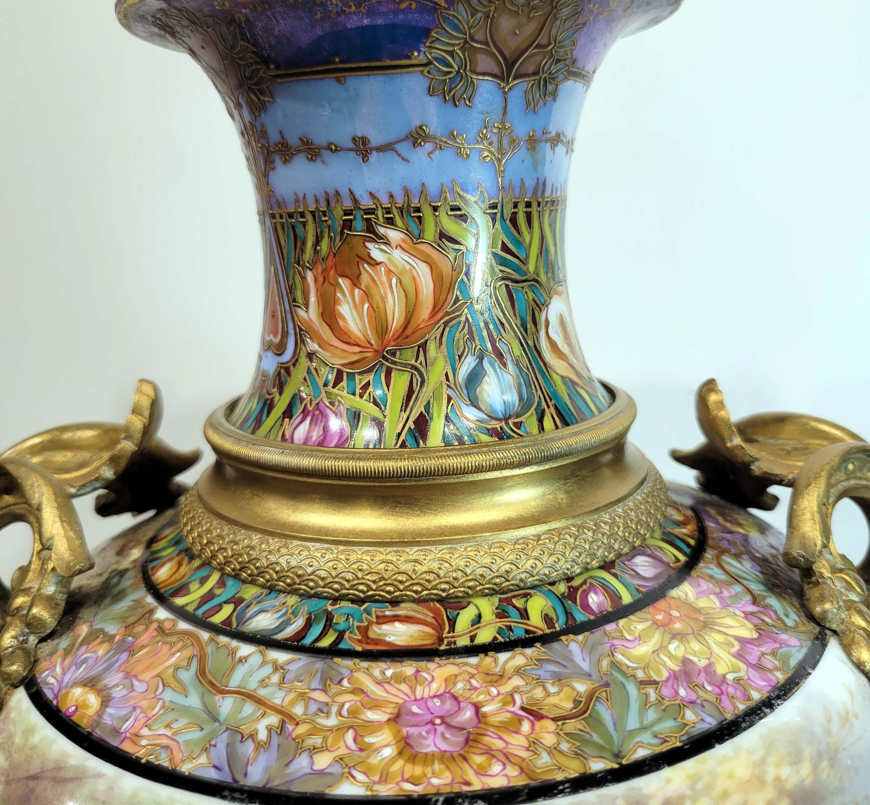 19th Century Wonderful Art Nouveau Sevres Poecelain Covered Vase