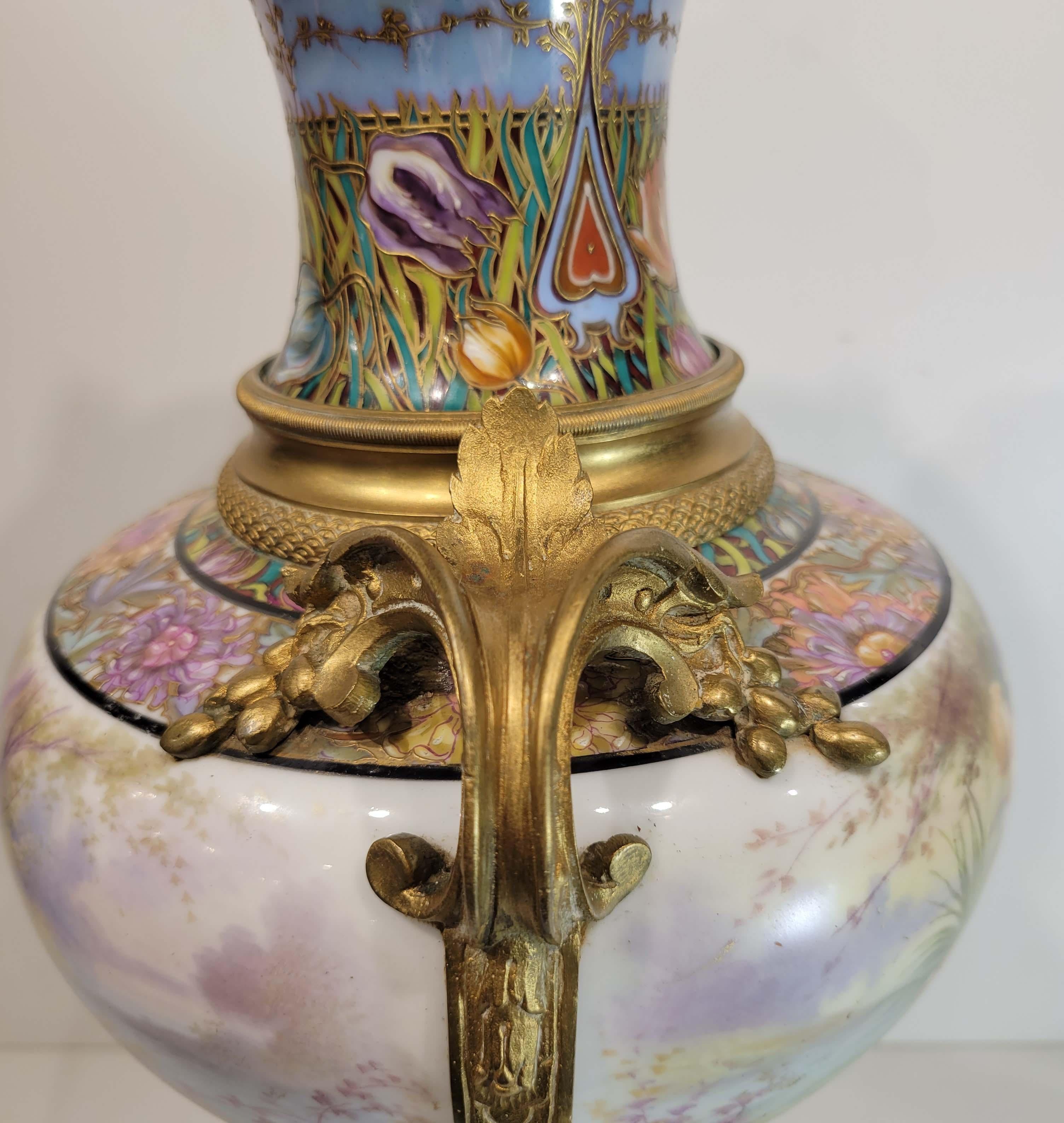 Porcelain Wonderful Art Nouveau Sevres Poecelain Covered Vase