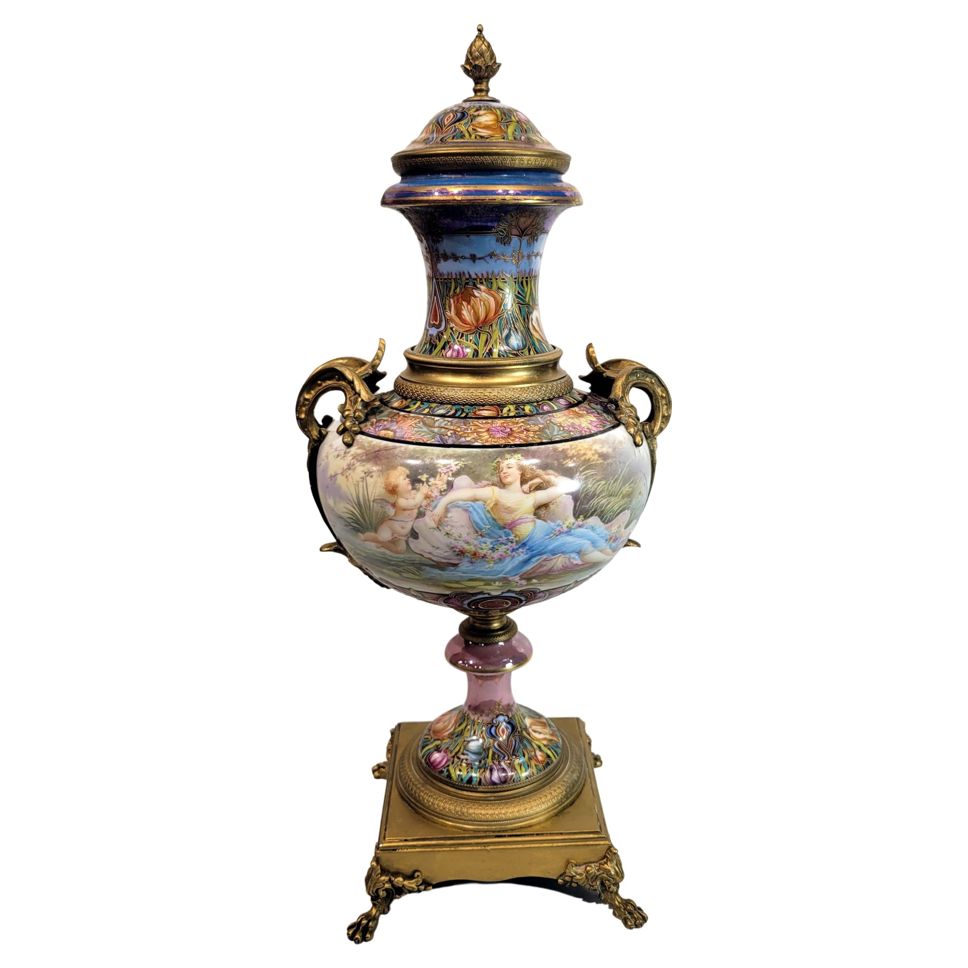 Wonderful Art Nouveau Sevres Poecelain Covered Vase