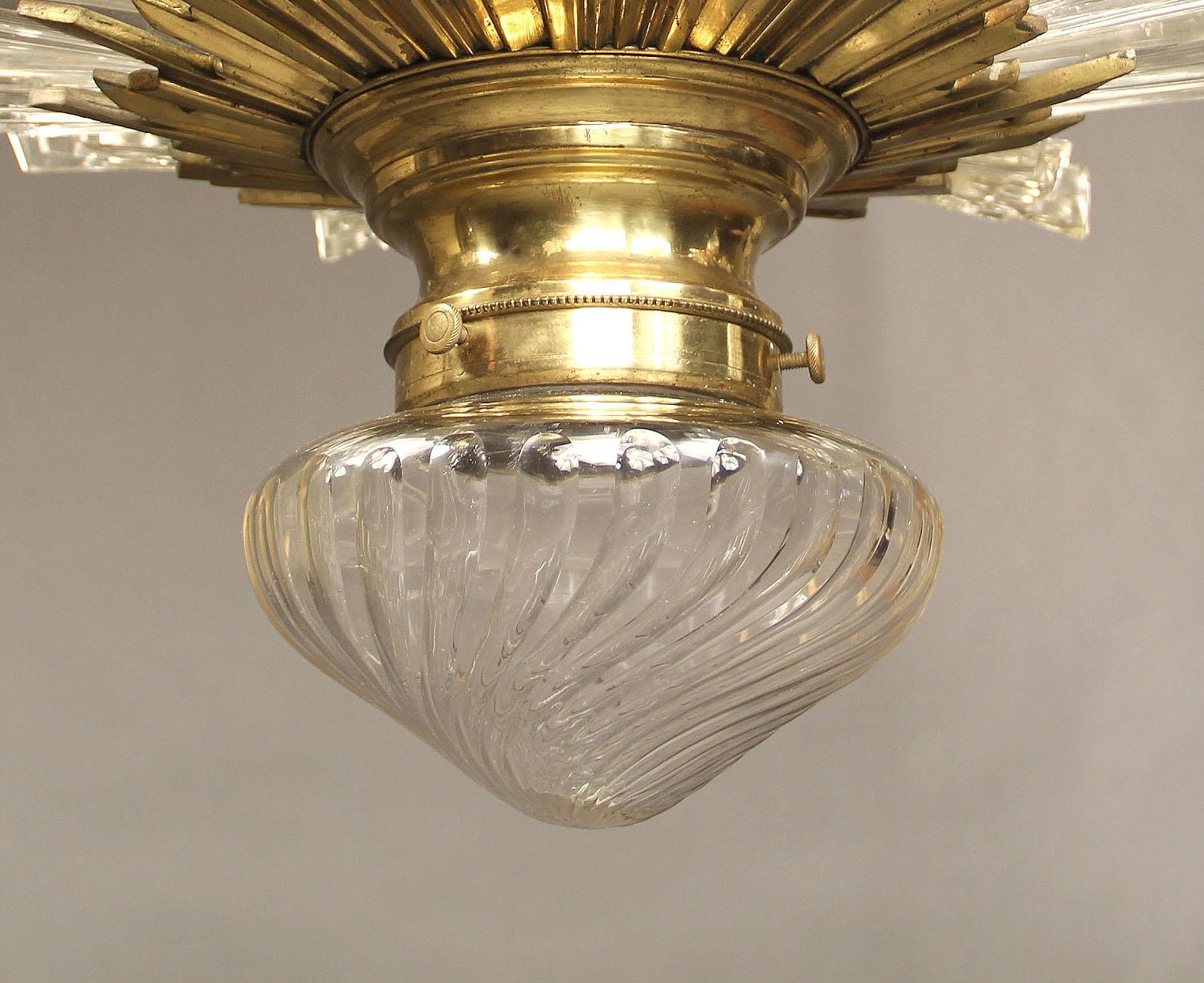 Wonderful Early 20th Century Gilt Bronze and Crystal Plafonnier In Good Condition In New York, NY