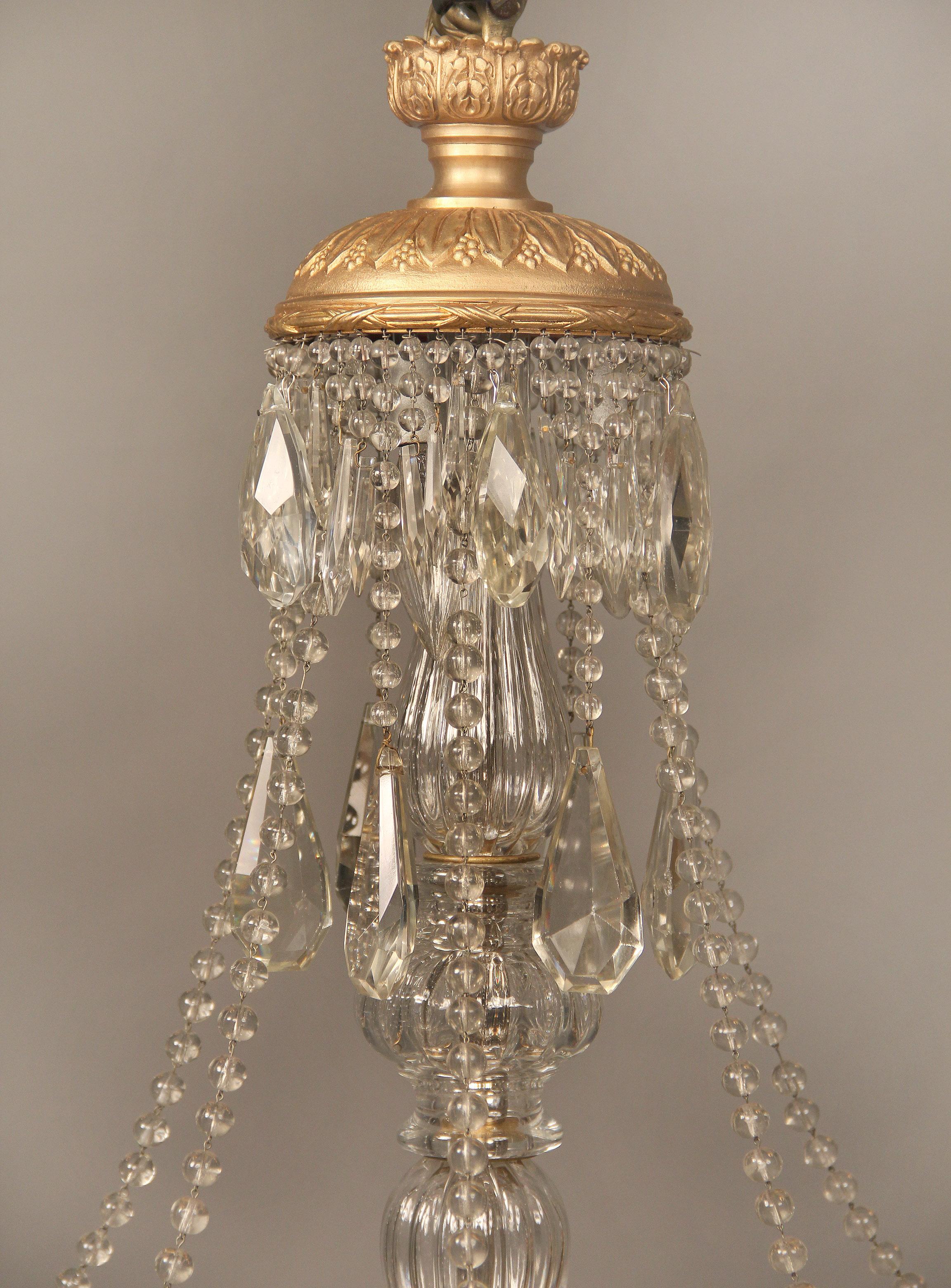 Belle Époque Wonderful Early 20th Century Gilt Bronze and Crystal Thirteen-Light Chandelier For Sale