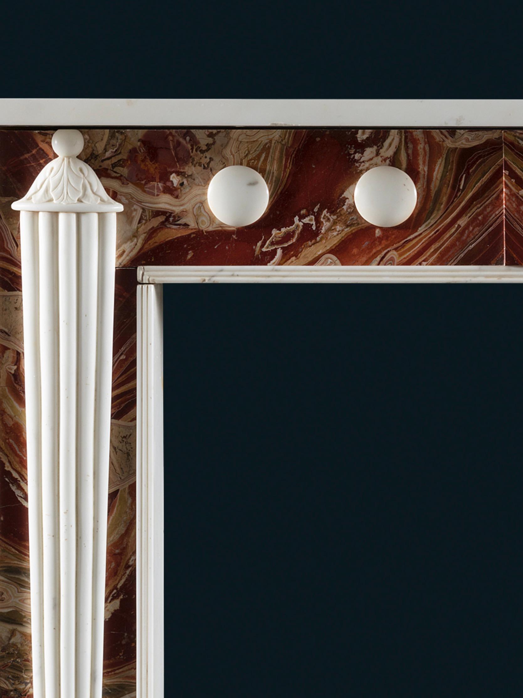 English A Wonderful Early 20th century Statuary & Jasper Fireplace, after Henry Holland For Sale