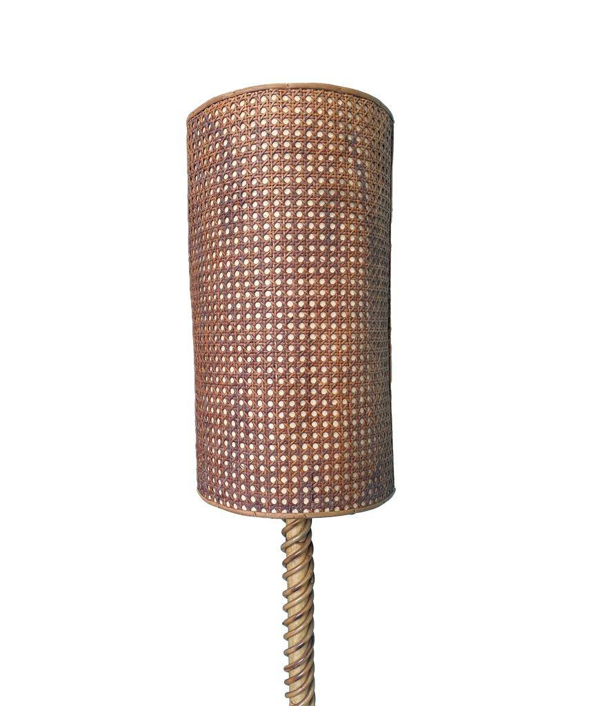 A wonderful French 1960s bamboo floor lamp by Louis Sognot with original shade For Sale 5