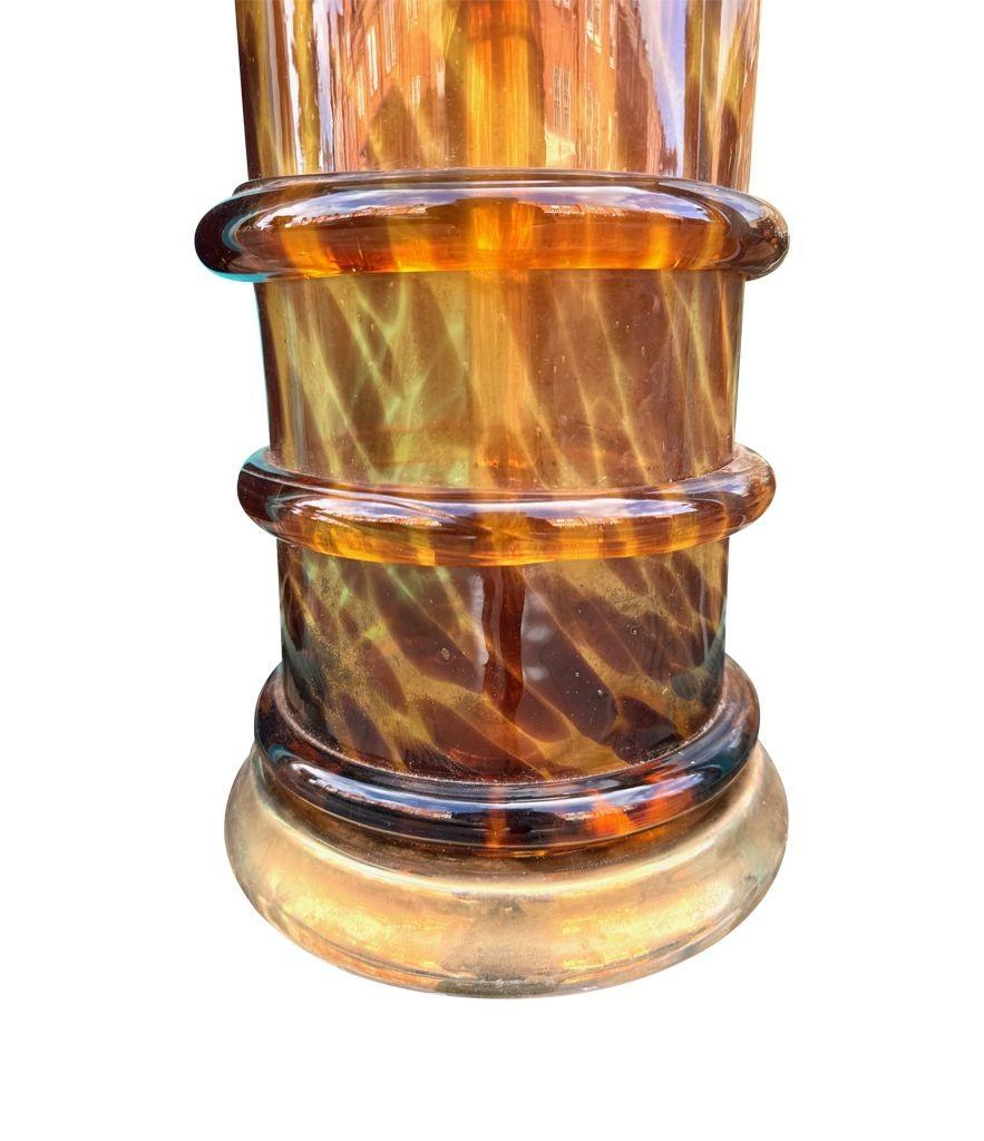 Splendida lampada italiana degli anni '70 in vetro di Murano finto tartaruga e ottone in vendita 6