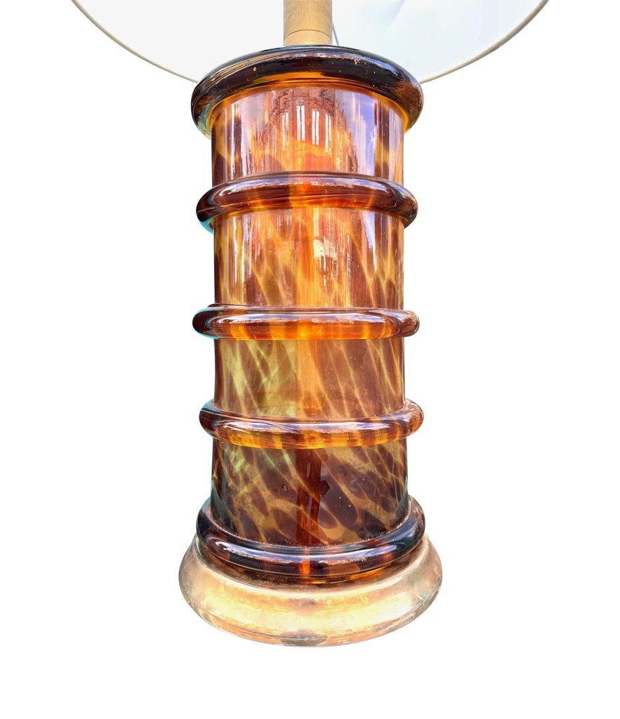 Splendida lampada italiana degli anni '70 in vetro di Murano finto tartaruga e ottone in vendita 7