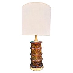 Splendida lampada italiana degli anni '70 in vetro di Murano finto tartaruga e ottone