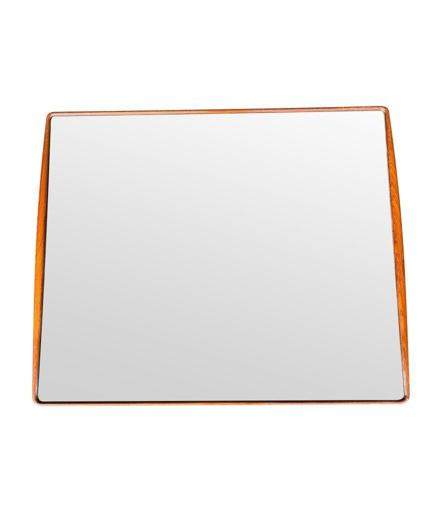 A wonderful, large Italian 1950s mirror by Ico Parisi with curved walnut frame In Good Condition For Sale In London, GB