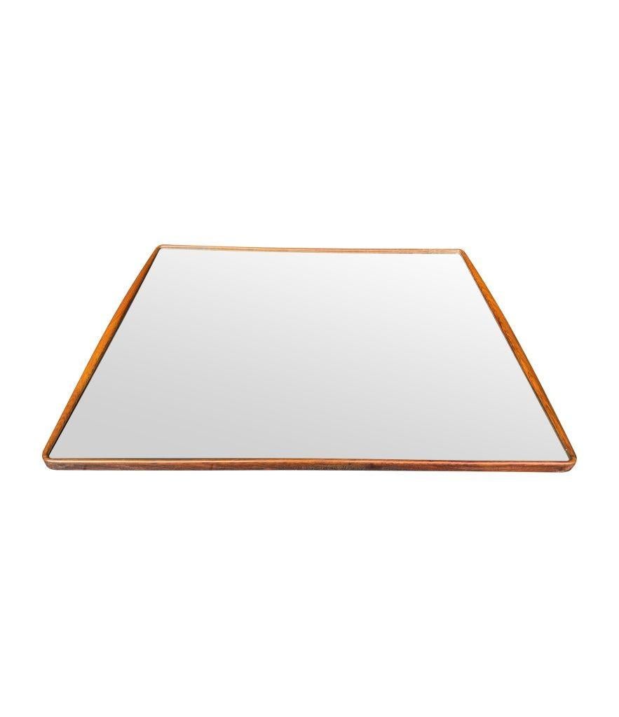 A wonderful, large Italian 1950s mirror by Ico Parisi with curved walnut frame For Sale 4