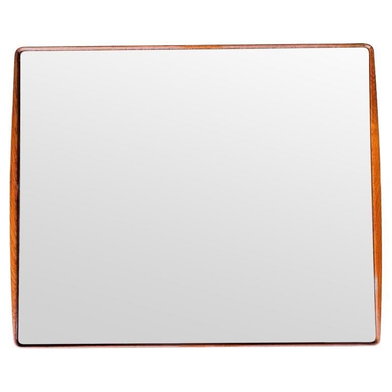 A wonderful, large Italian 1950s mirror by Ico Parisi with curved walnut frame For Sale