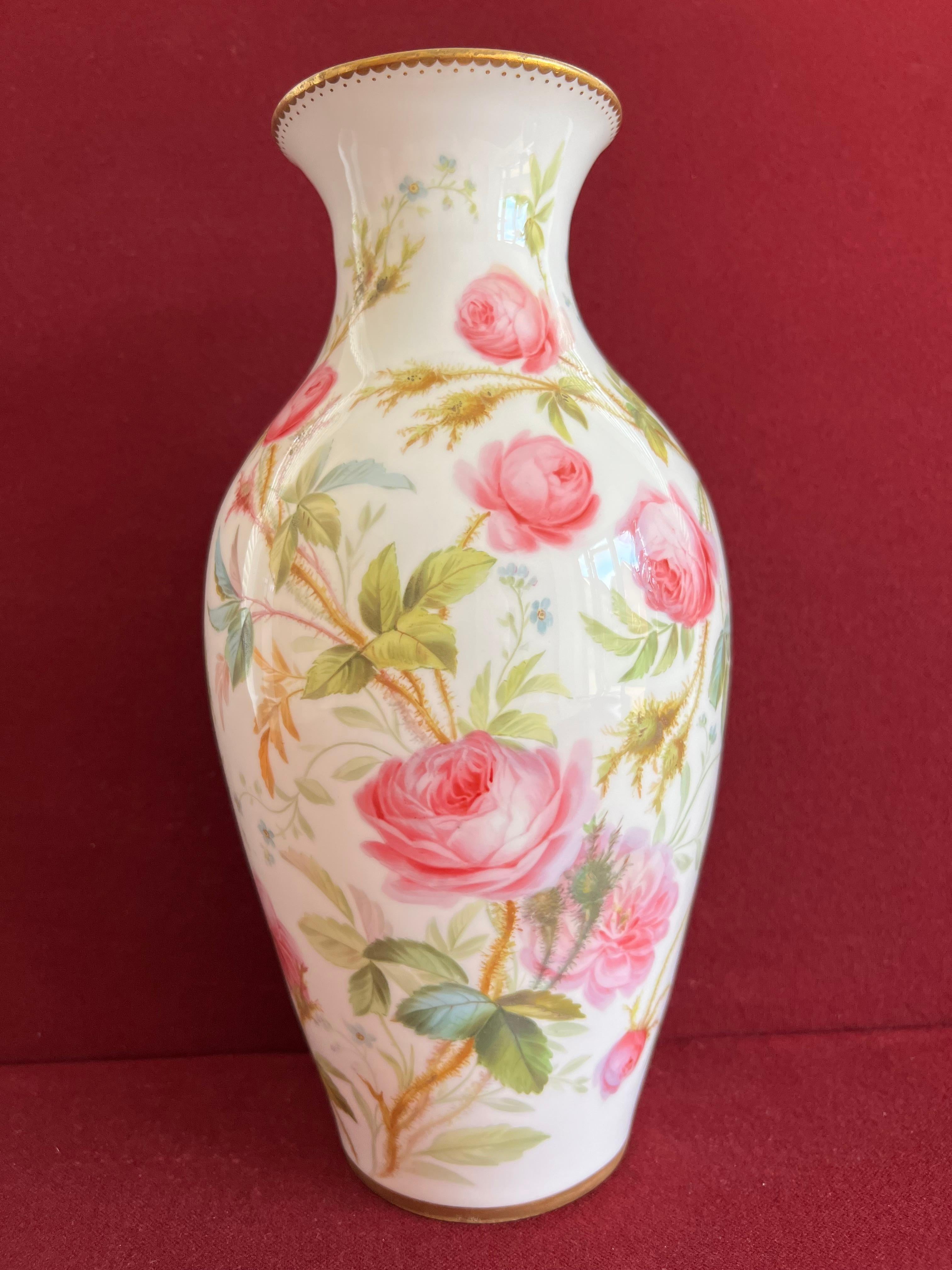 19th Century Wonderful Minton Bone China Vase Decorated by Jessie Smith C.1850 For Sale